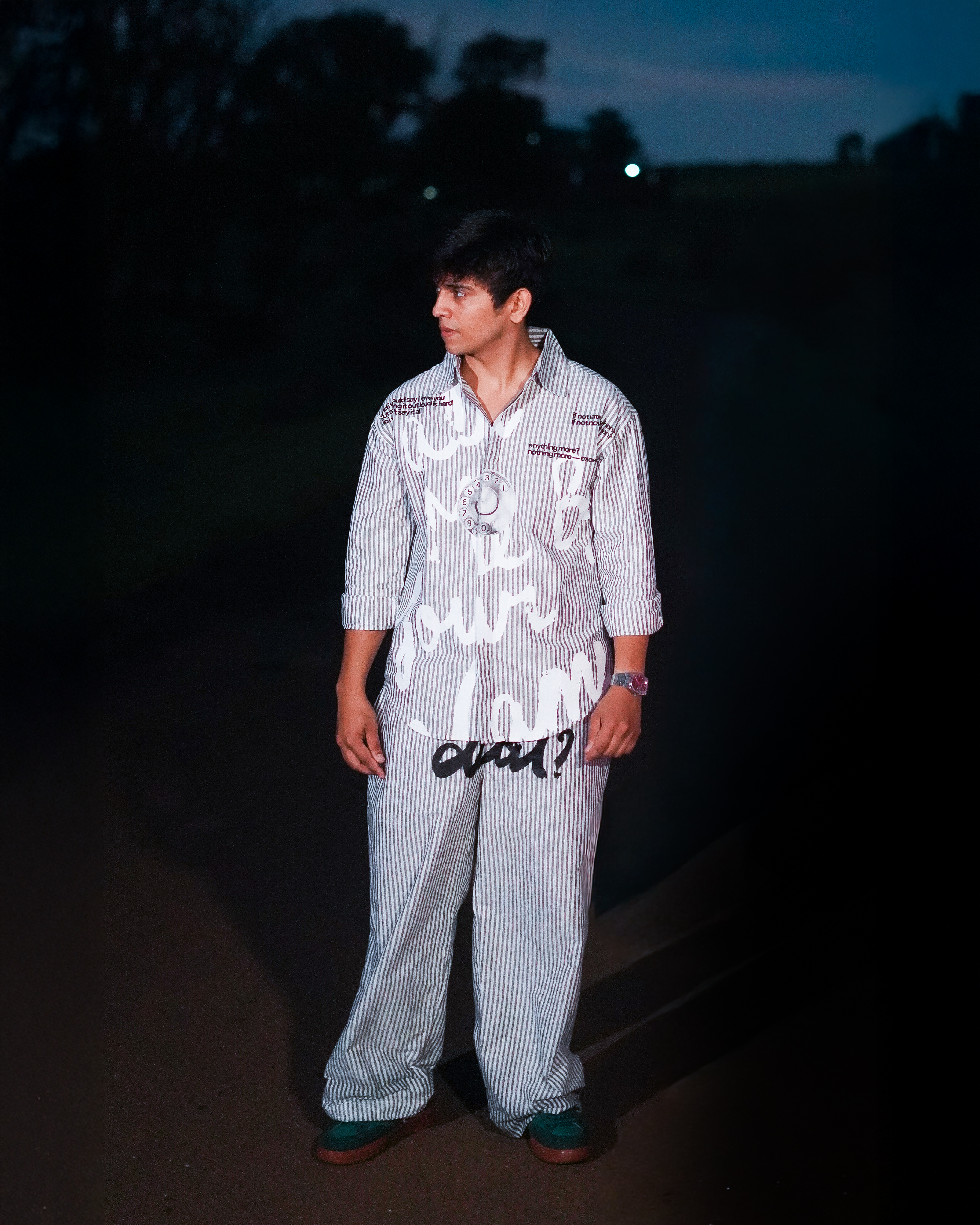 Didn't Dial Striped Pants | Pastel Grey