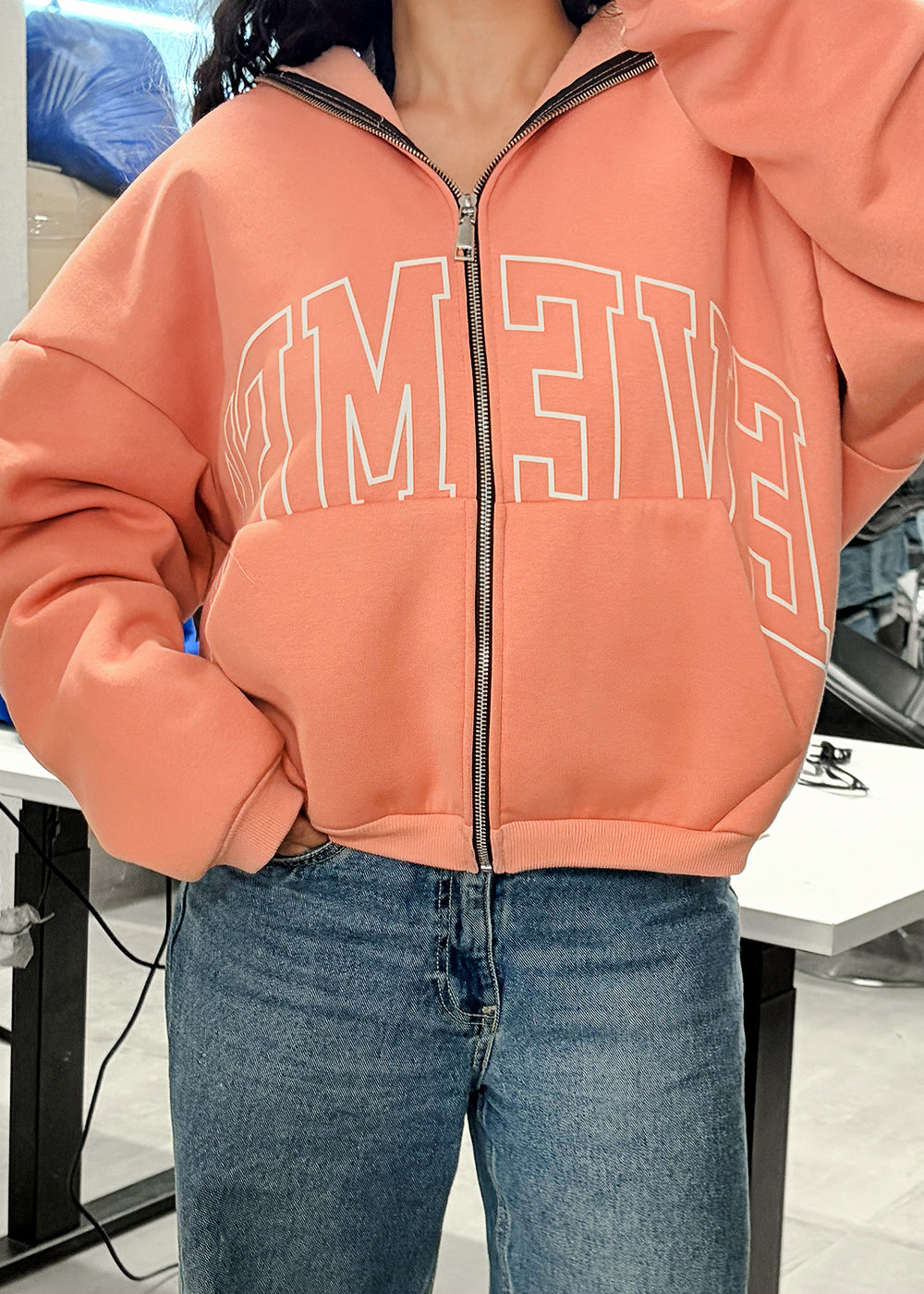 Genesis boxy zip through hoodie