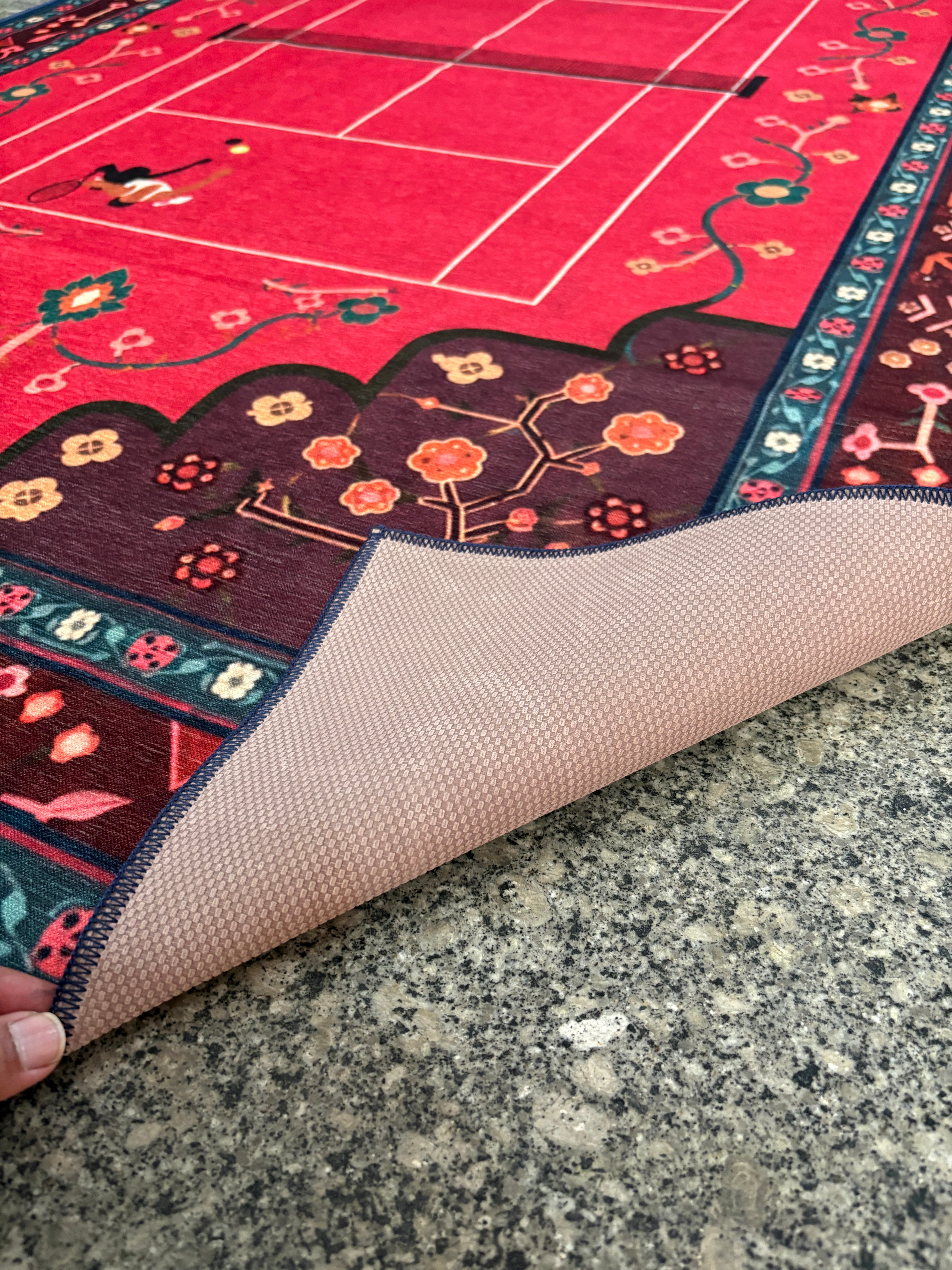 Pink tennis Traditional Washable Rug