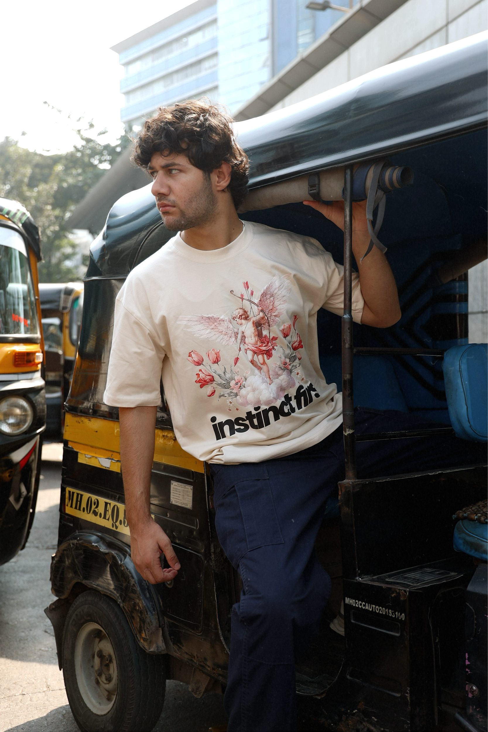 Cupid's Instinct Oversized T-shirt- (Off-White)