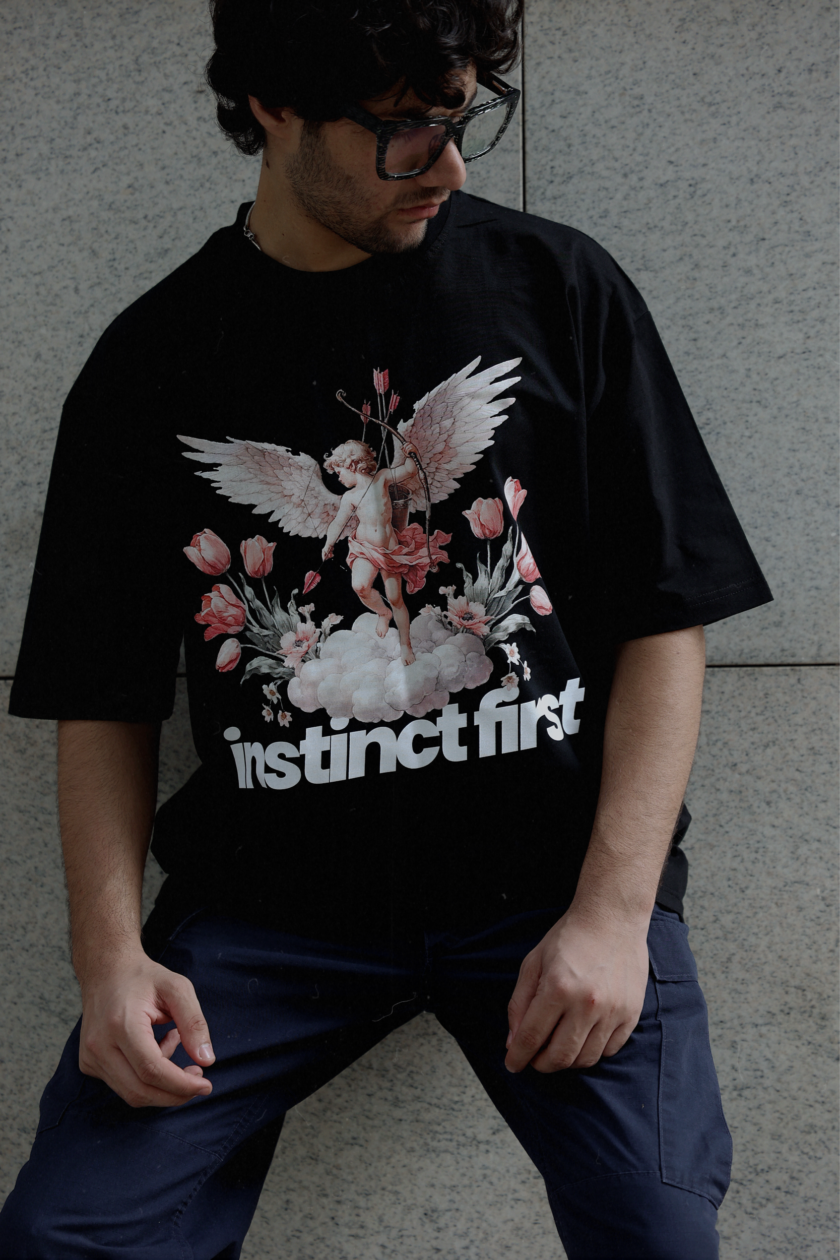 Cupid's Instinct Oversized T-shirt- (Black)
