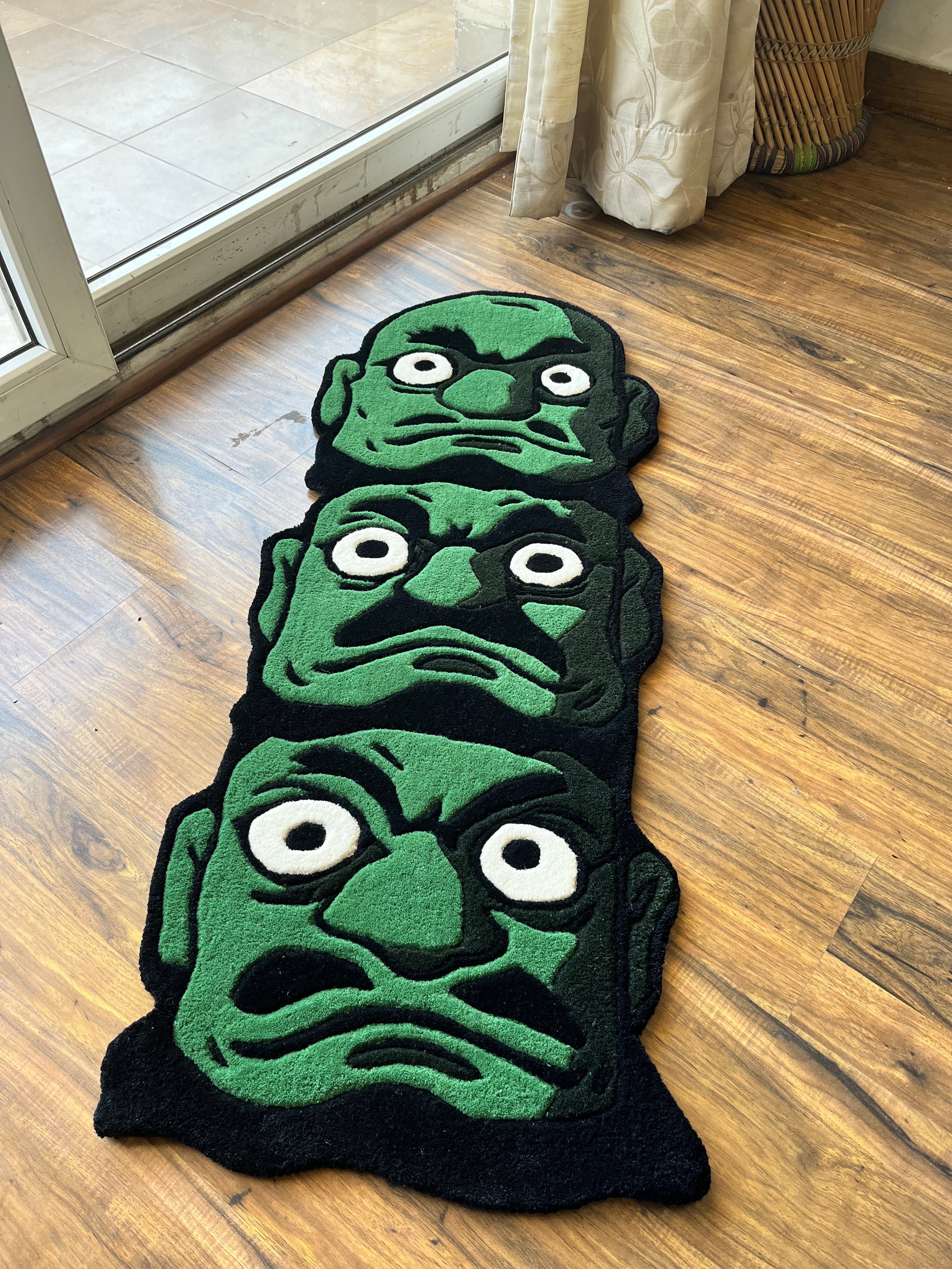 Green Face Custom Rug