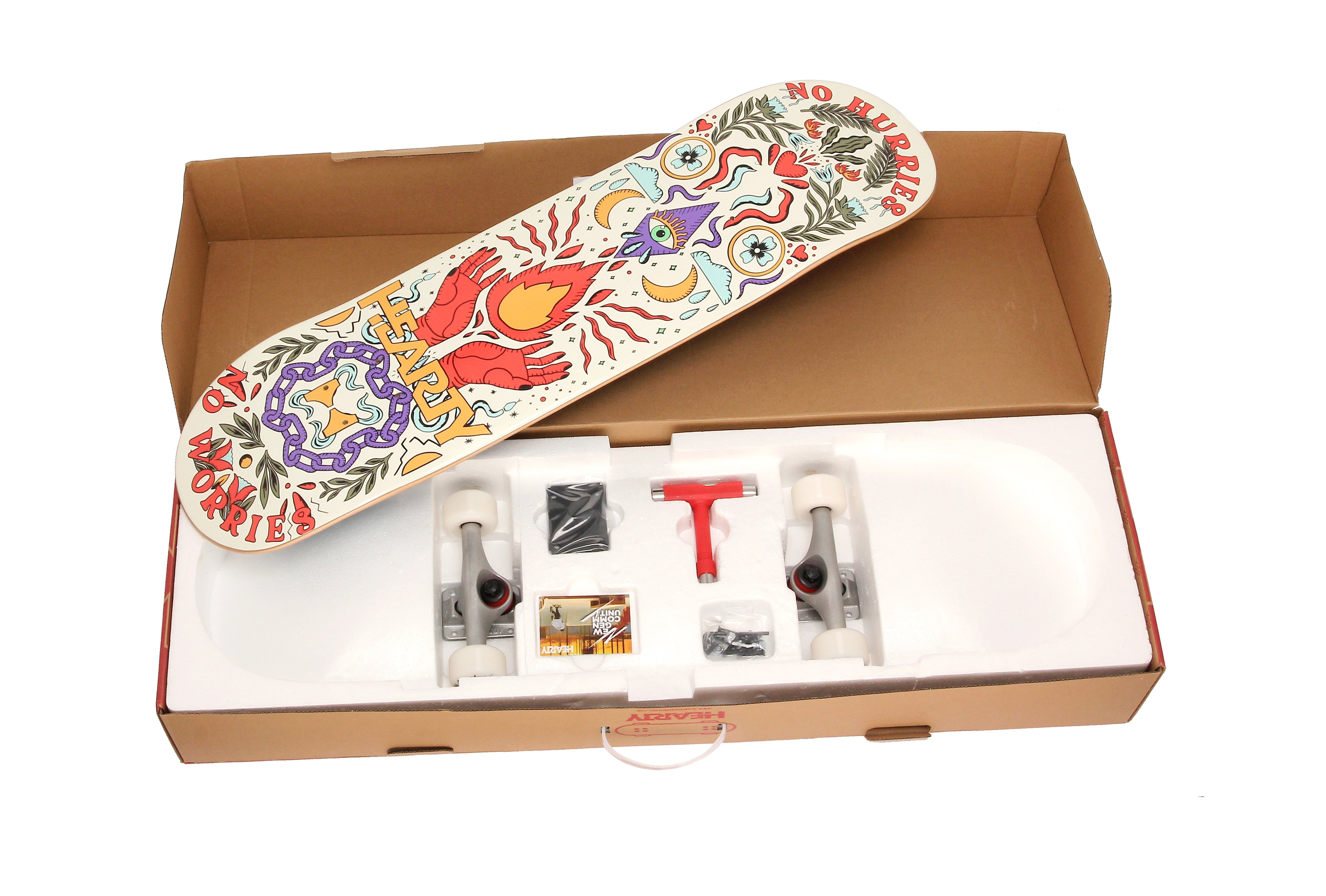 Hearty Pro-Complete Skateboard Pack- Unassembled- 8.0" & 8.25"-No Hurries No Worries/Cream