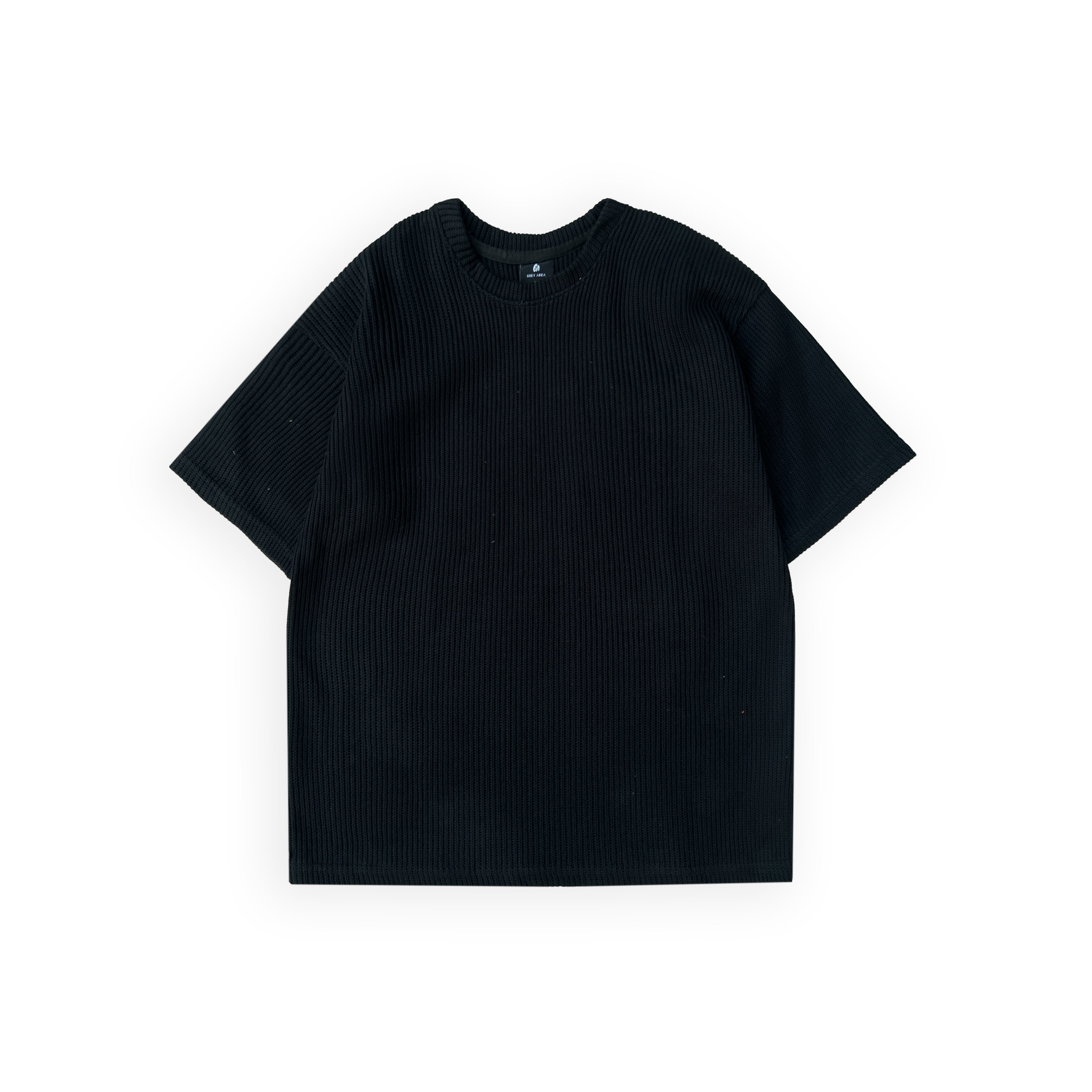 SWEATER KNIT FABRIC TSHIRT(BLACK)