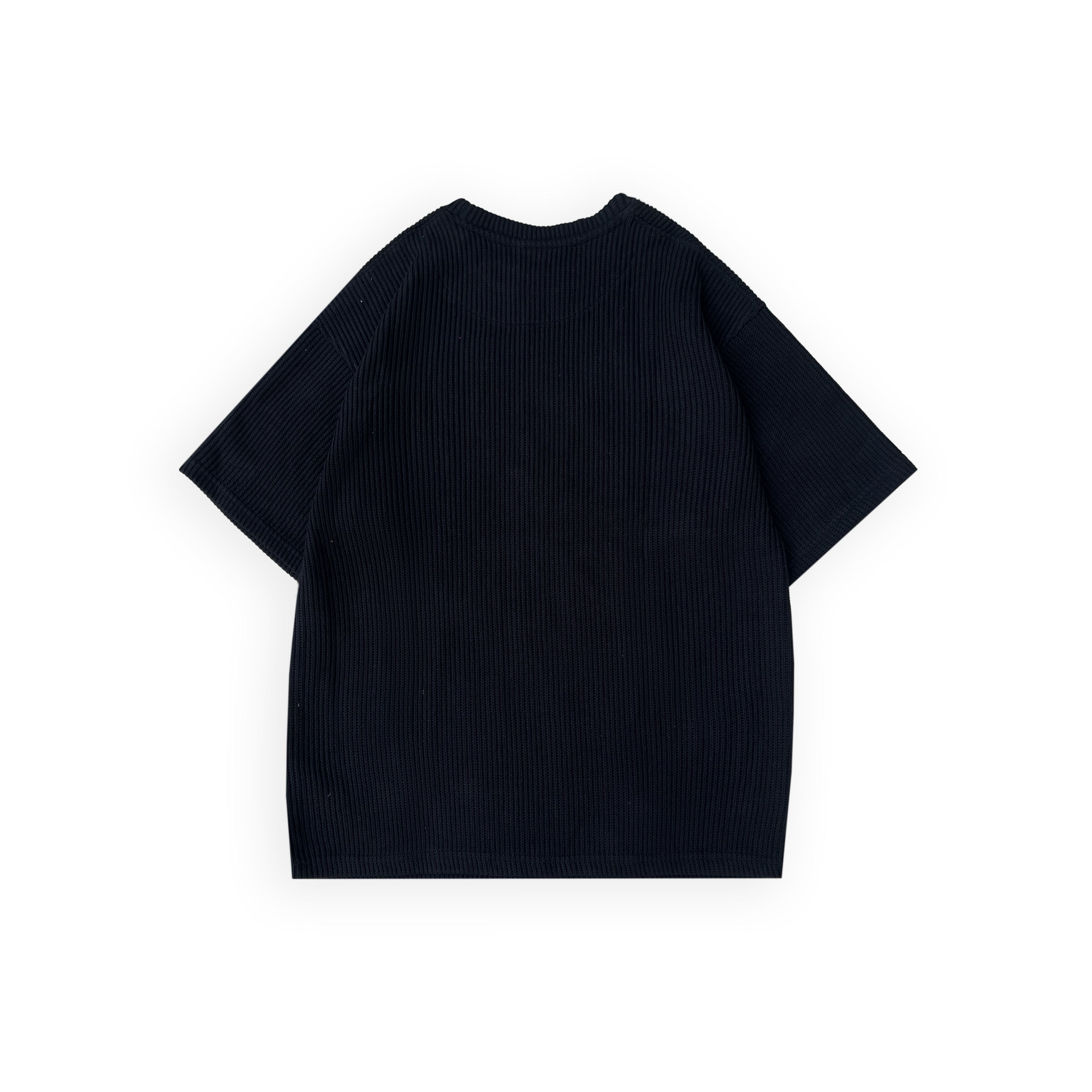 SWEATER KNIT FABRIC TSHIRT(BLACK)