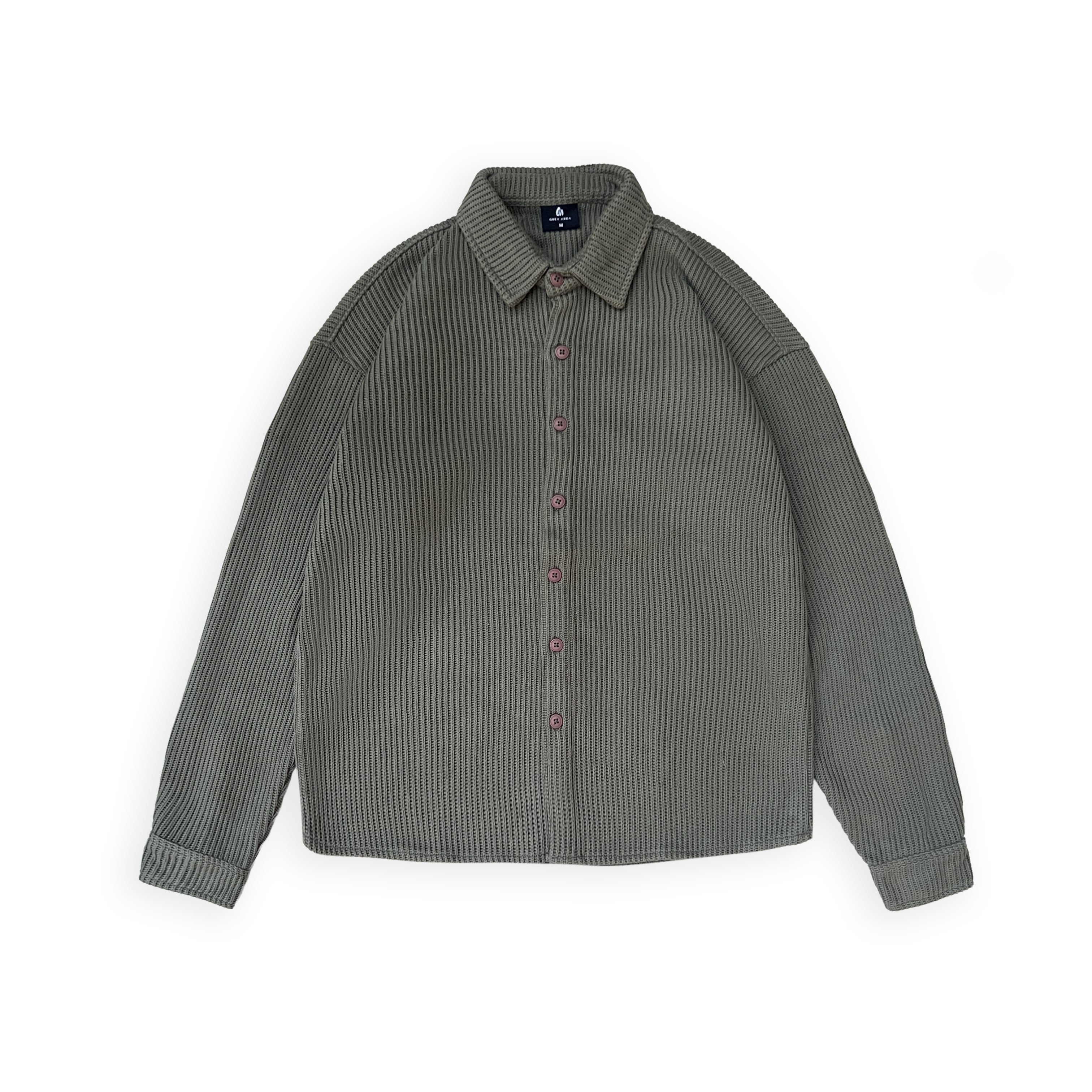 SWEATER KNIT FABRIC SHIRT(OLIVE)