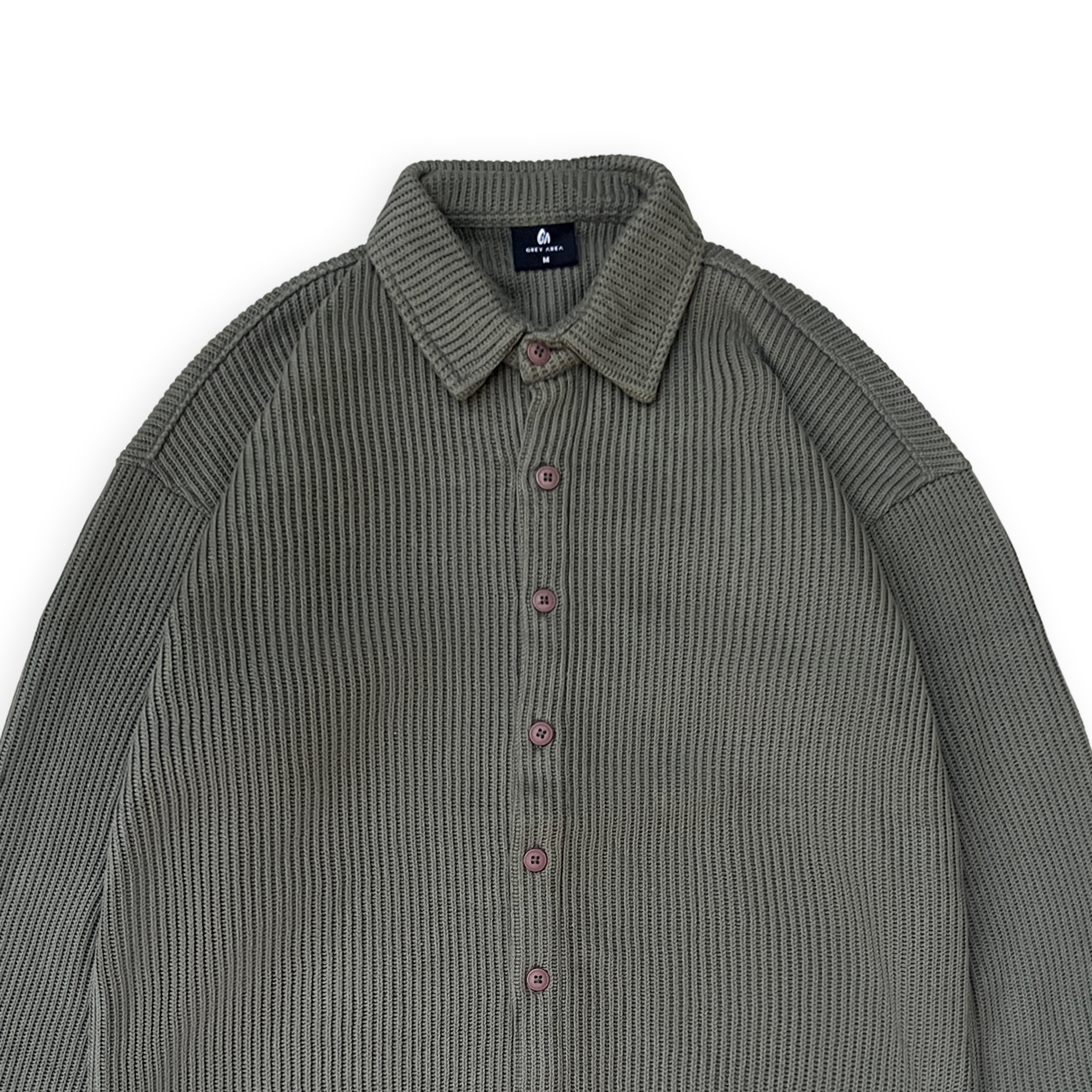 SWEATER KNIT FABRIC SHIRT(OLIVE)