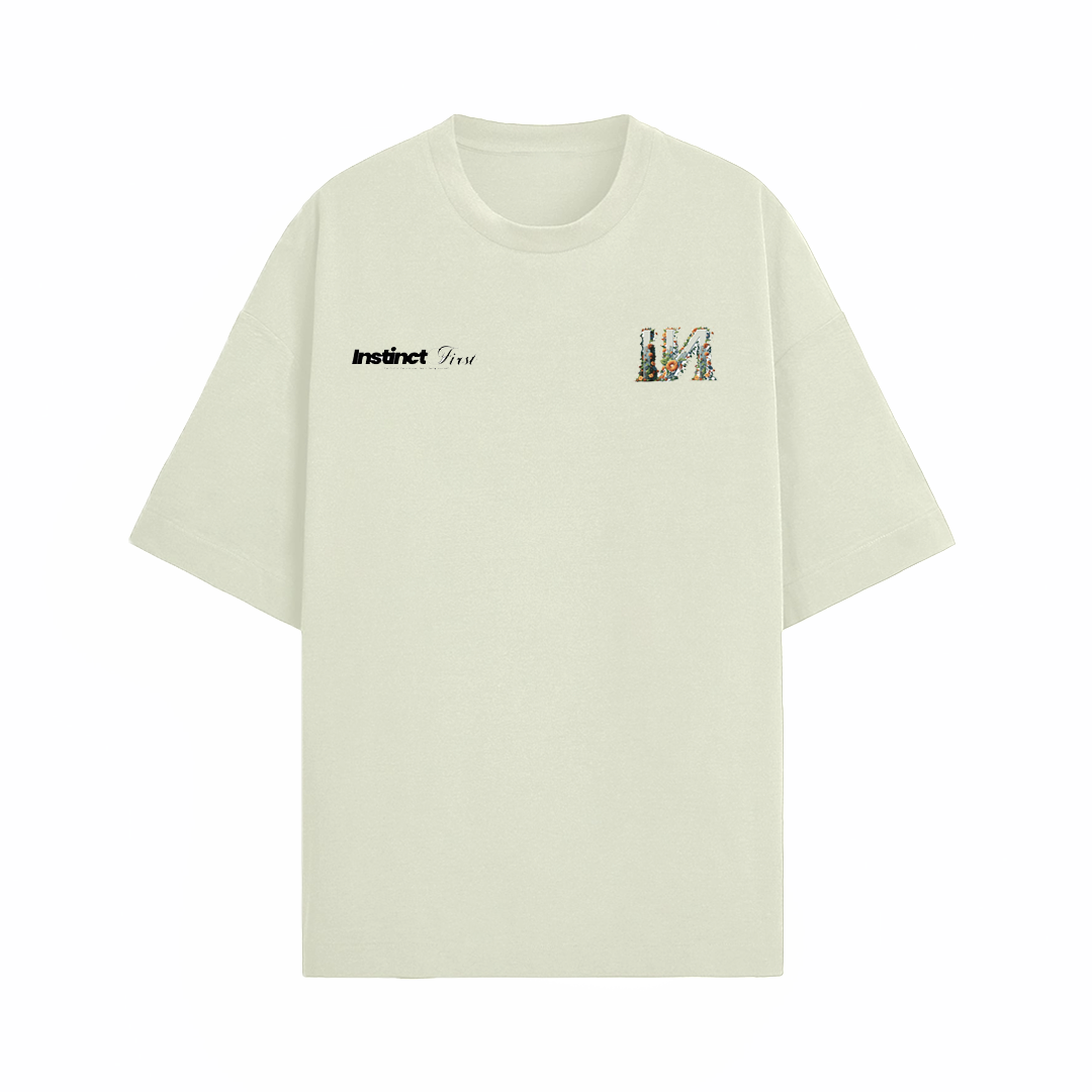IN Floral Oversized T-shirt- (Off-White)