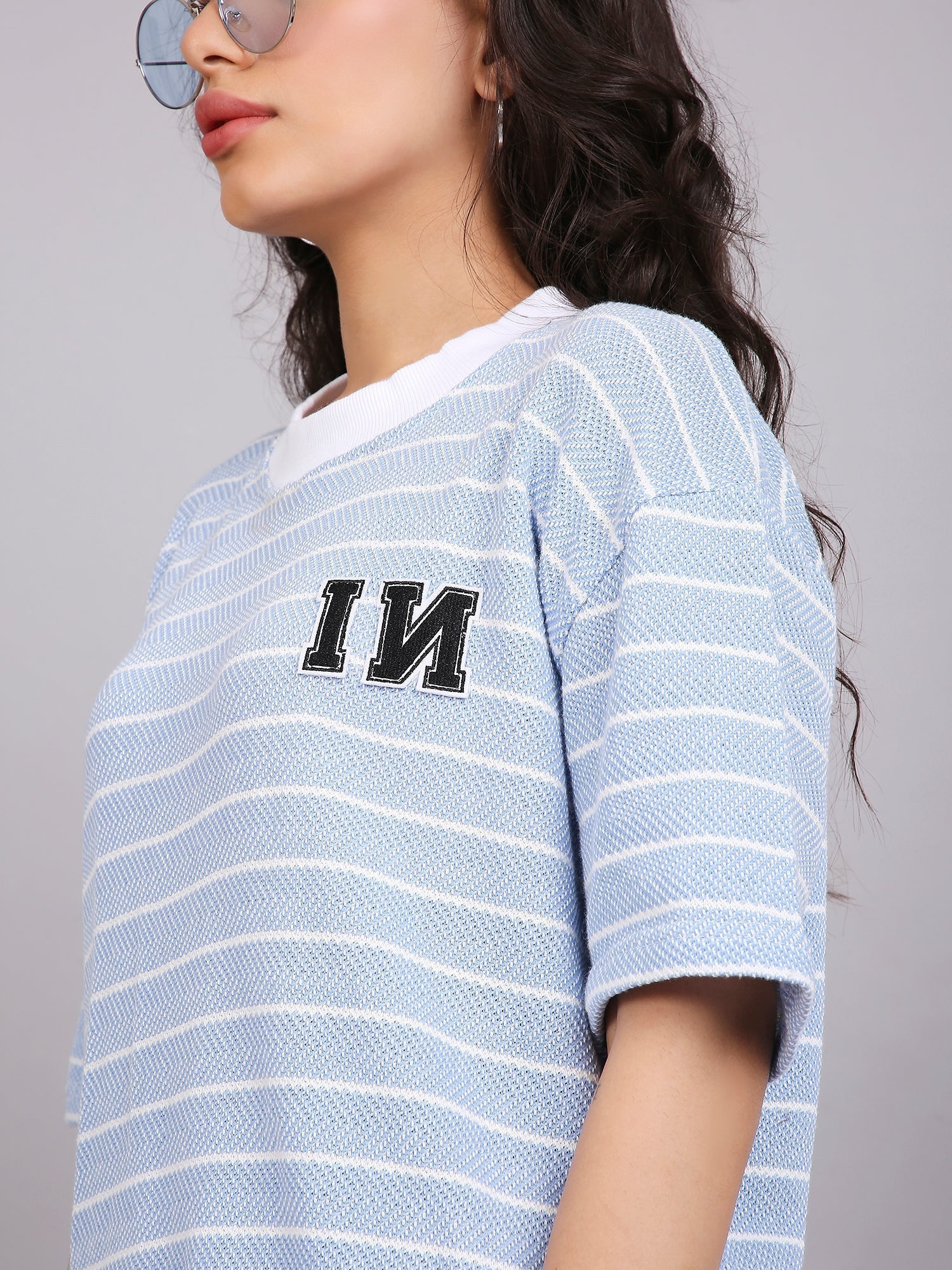 Striped Beats - Oversized T-shirt (Sky)