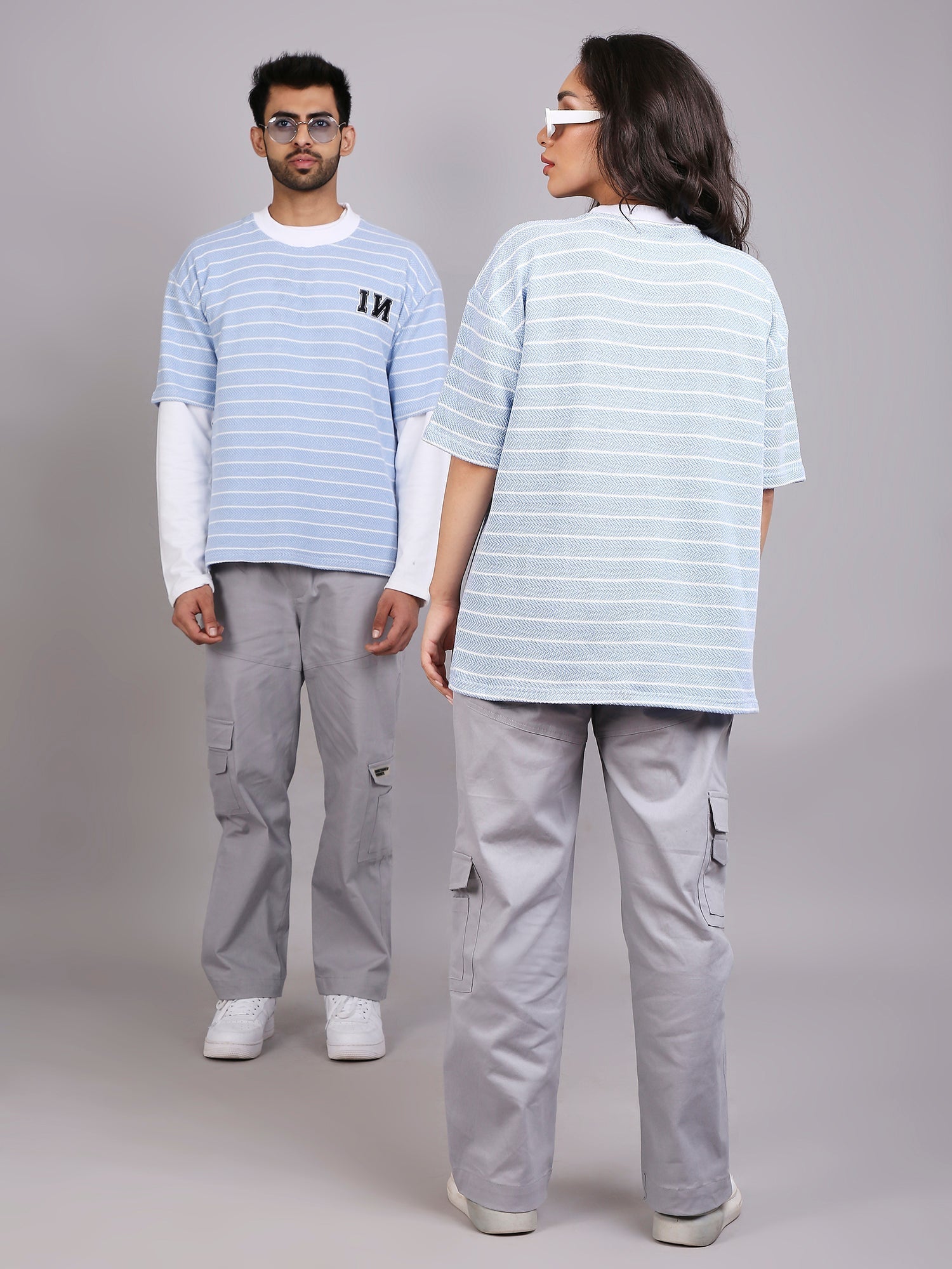 Striped Beats - Oversized T-shirt (Sky)