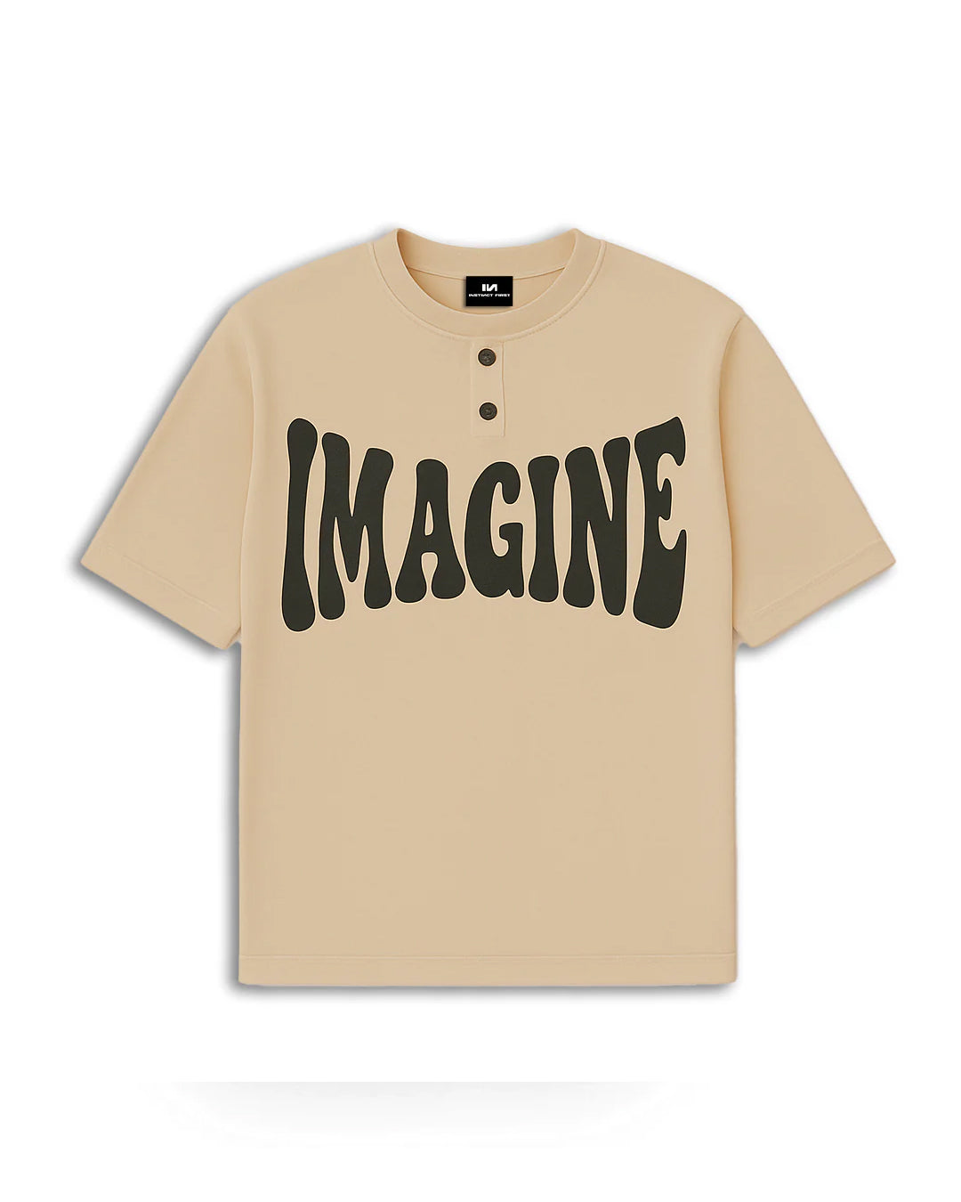 Oversized T-shirt - Beige Inverted Polaroid