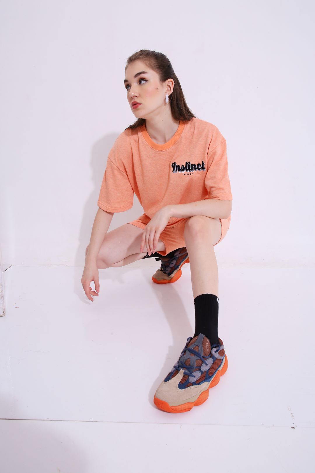 Retro Melange - Oversized T-shirt (Orange)