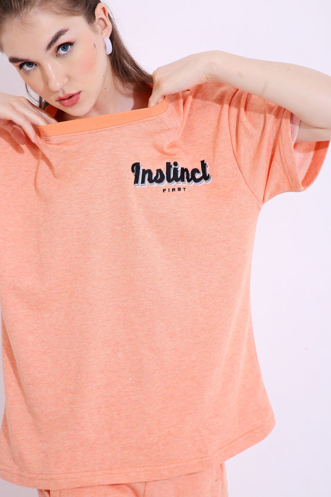 Retro Melange - Oversized T-shirt (Orange)