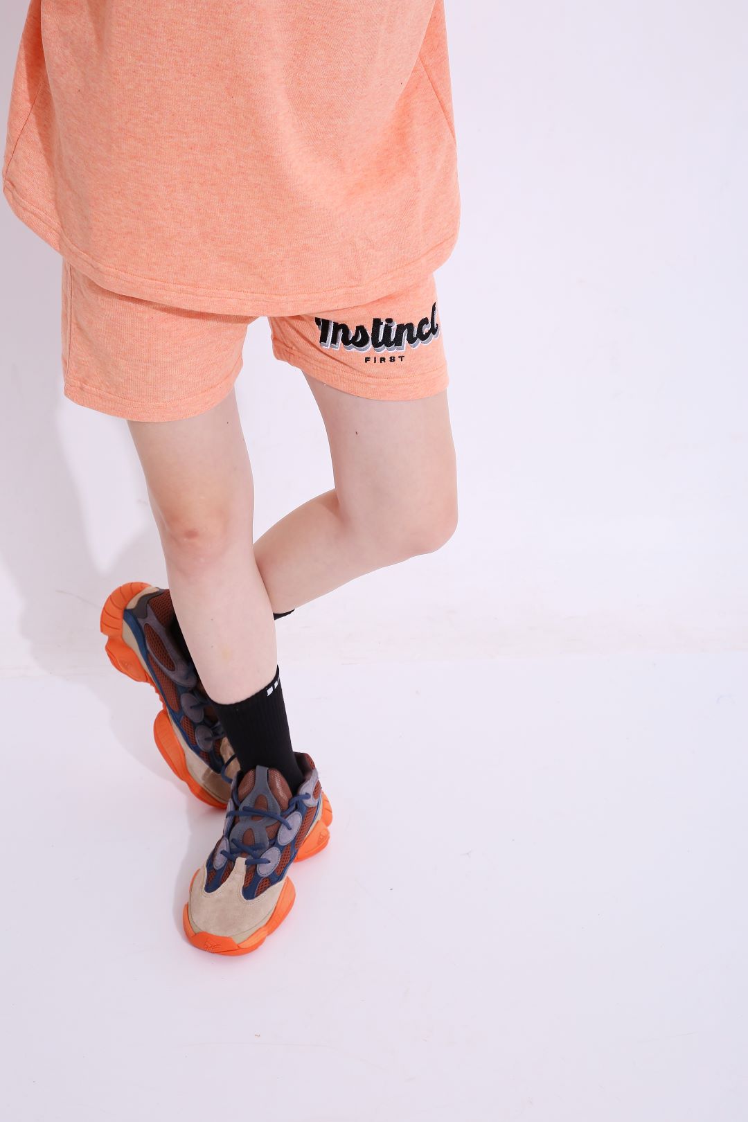 Retro Melange Orange - Oversized Shorts