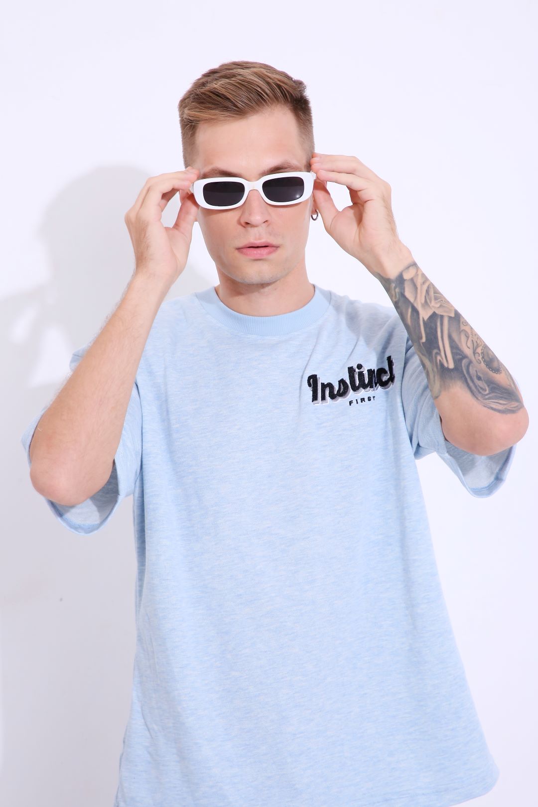 Retro Melange Blue- Oversized T-shirt