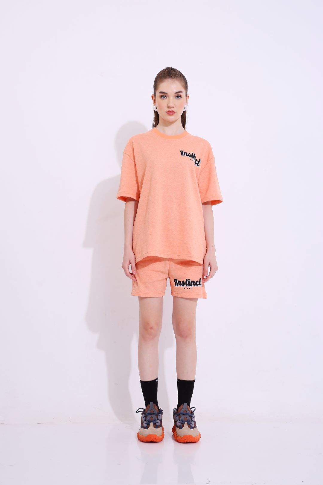 Retro Melange - Oversized T-shirt (Orange)