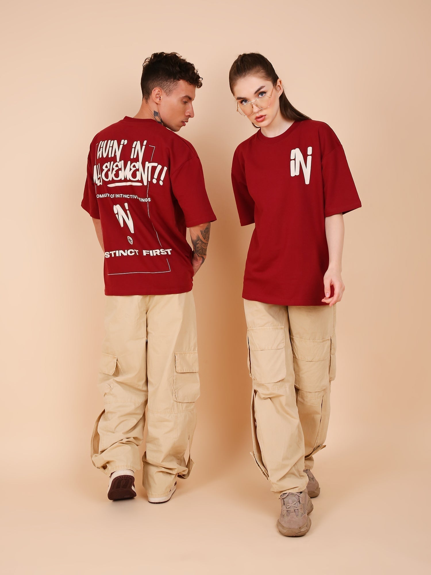 Living In My Element Wine - Oversized T-shirt