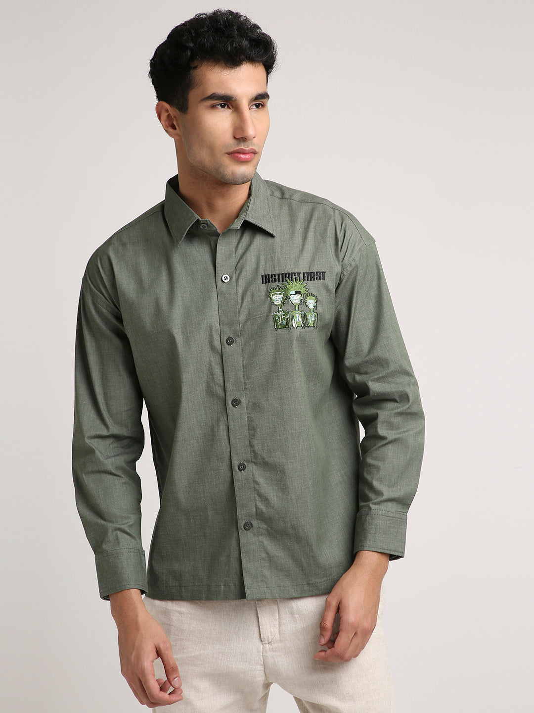 Tribal Shirt - (Olive Green)