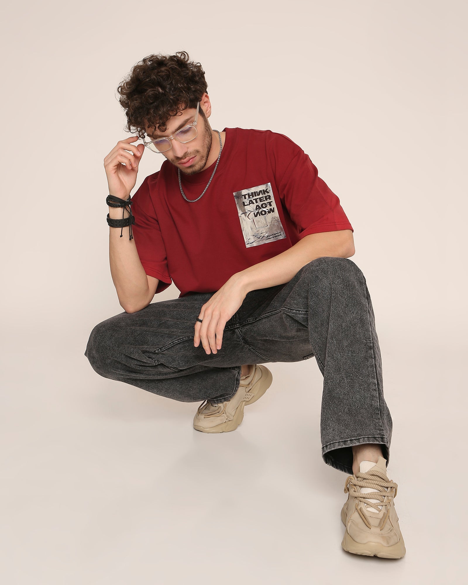 Foil - Oversized T-Shirt (Maroon)