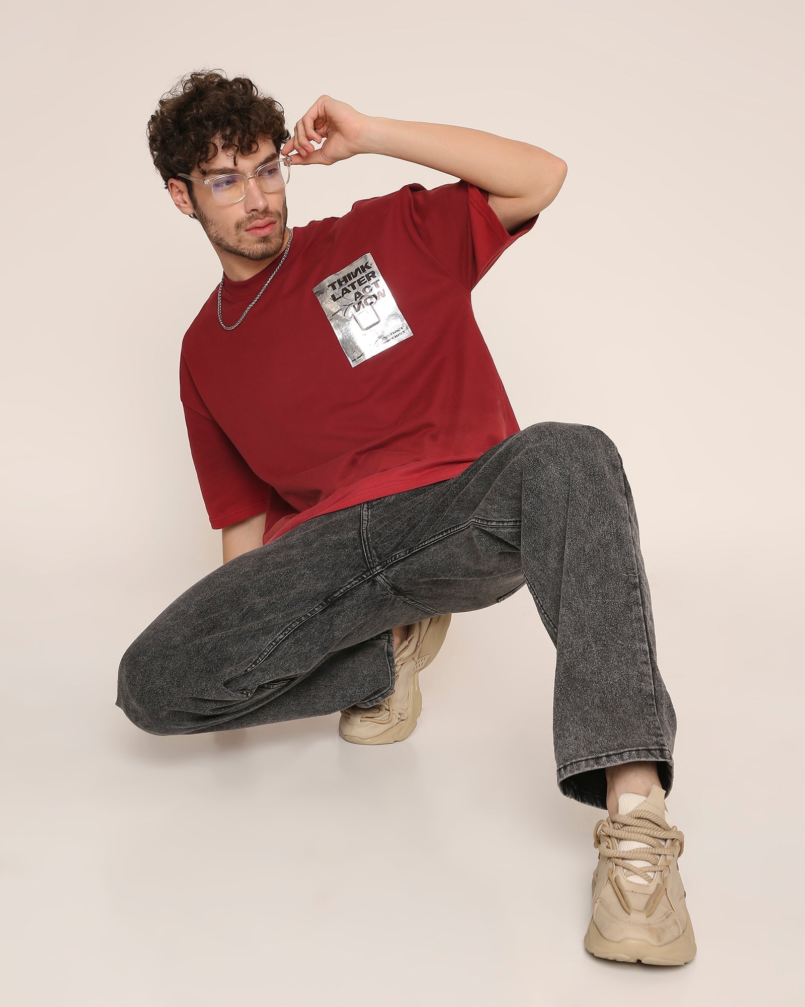 Foil - Oversized T-Shirt (Maroon)