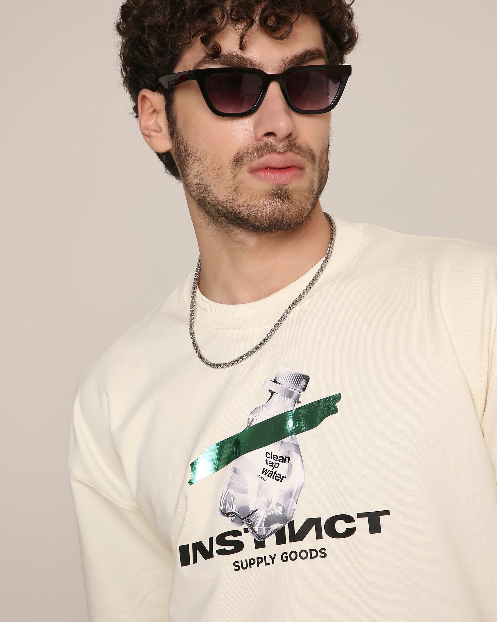 Pure Instinct- Oversized T-shirt (Antique White)