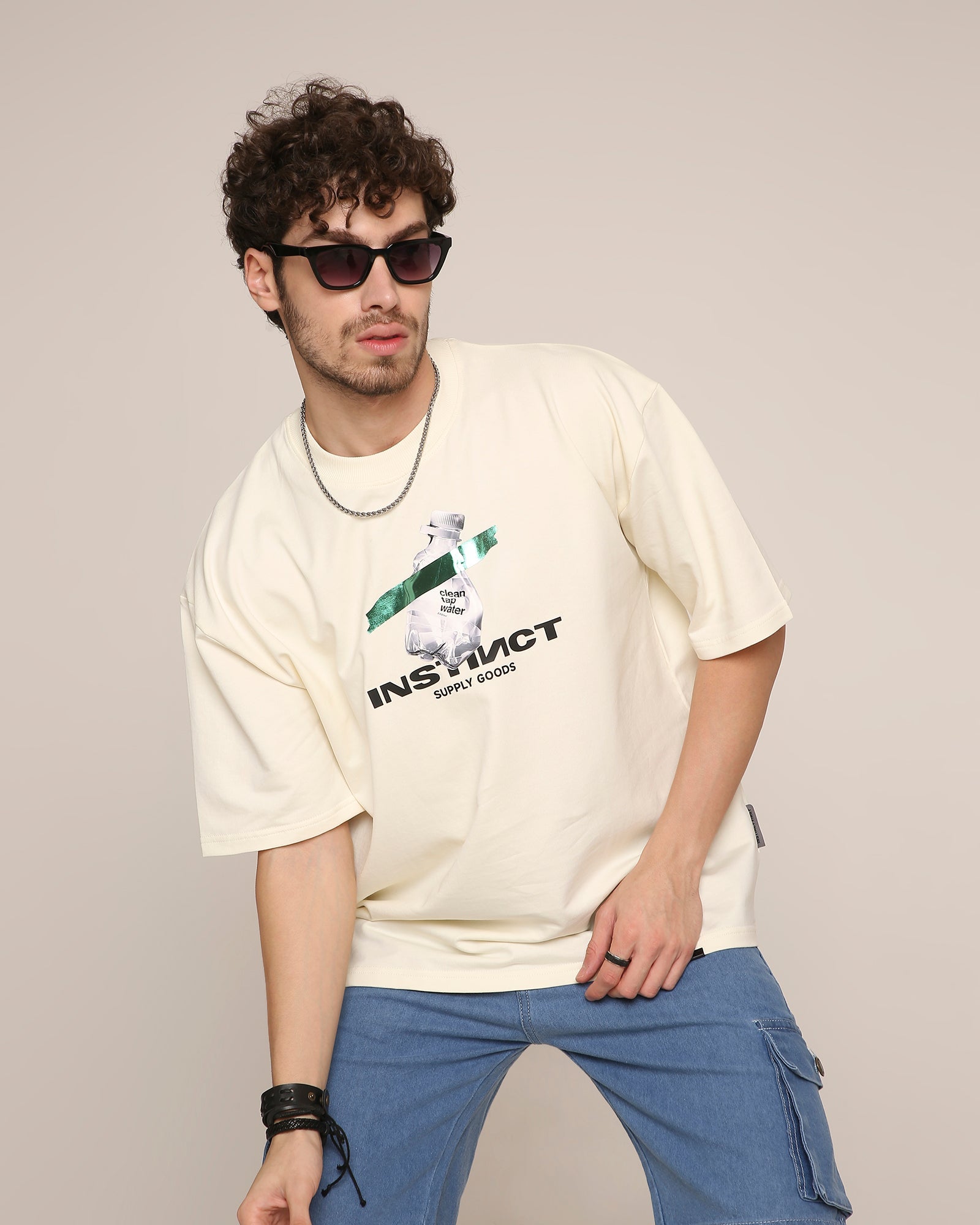 Pure Instinct- Oversized T-shirt (Antique White)