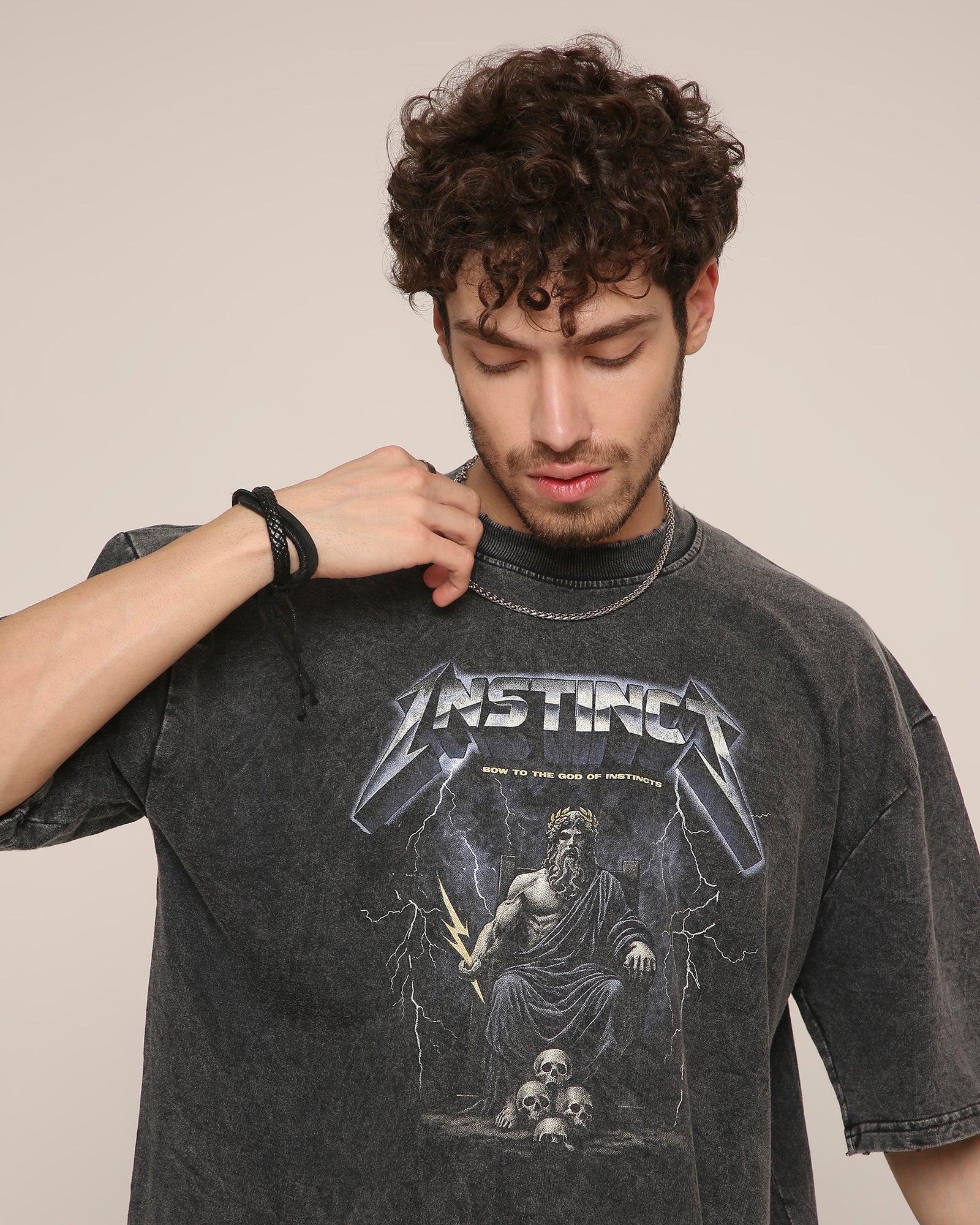 God of Instinct - Oversized Tshirt ( Washed Grey)