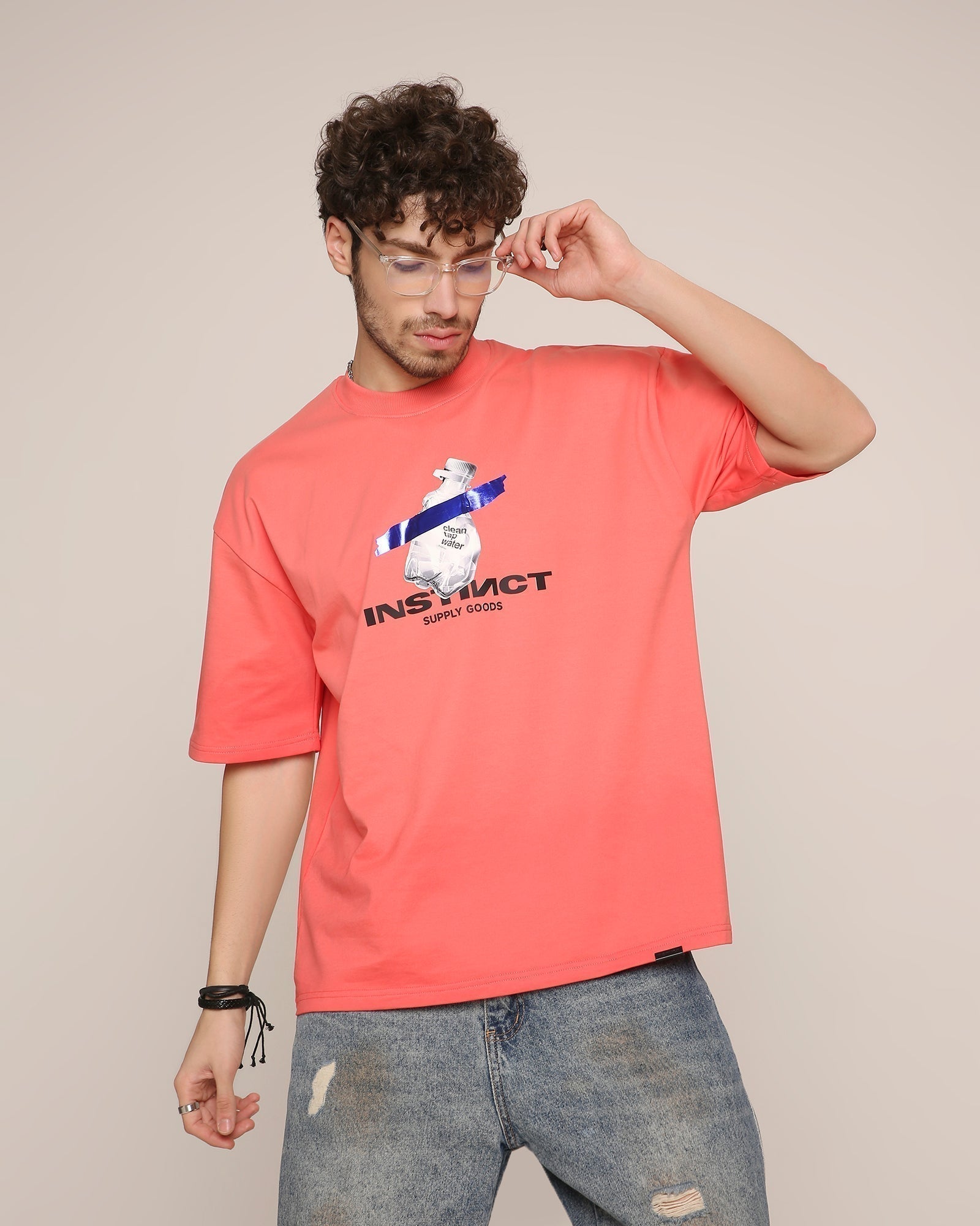 Pure Instinct- Oversized T-shirt (Coral Red)