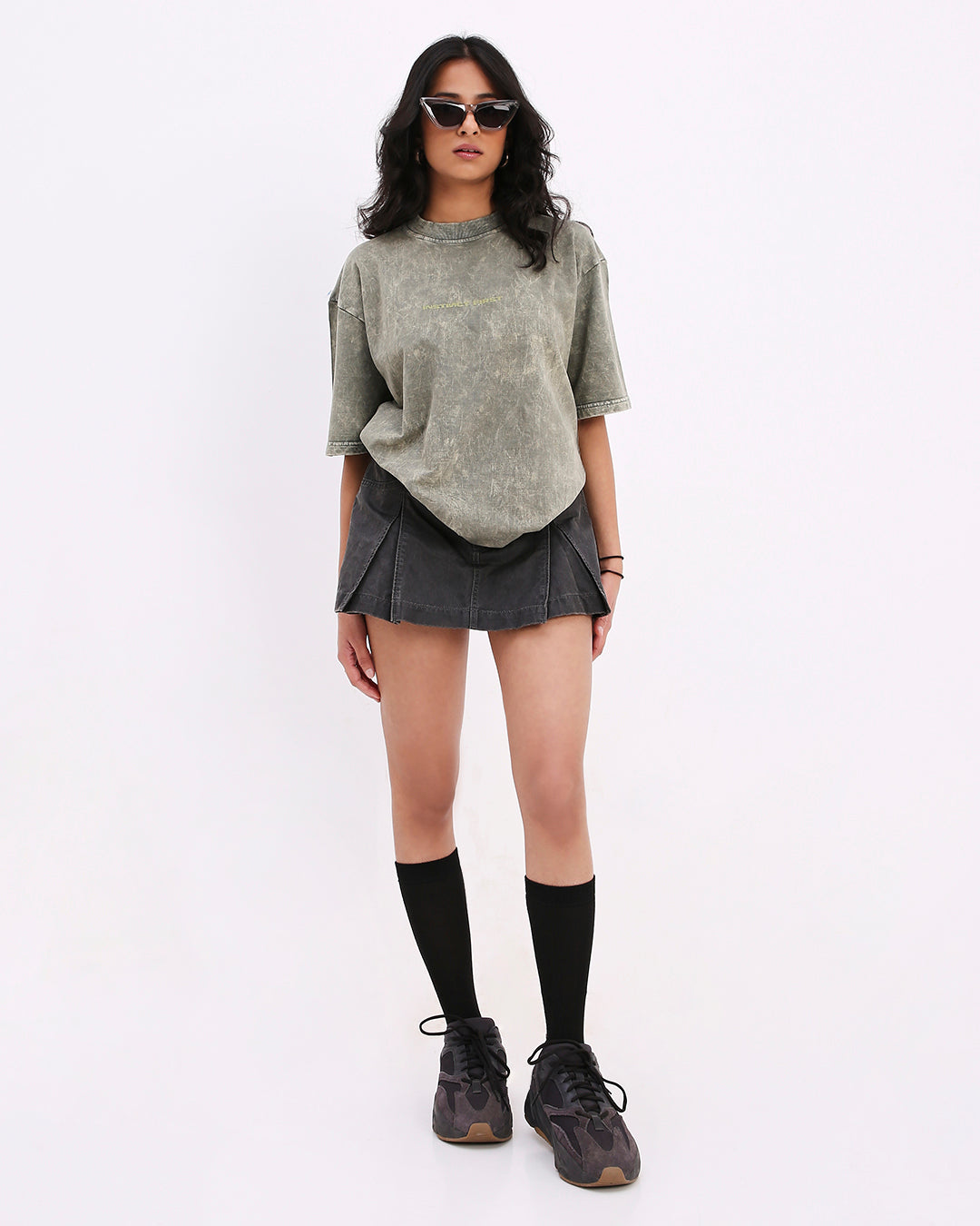 Emerald Washed Out Oversized T-shirt-(Green)