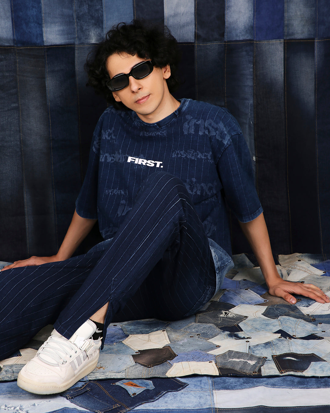 Stripe Denim Pants - (Blue)