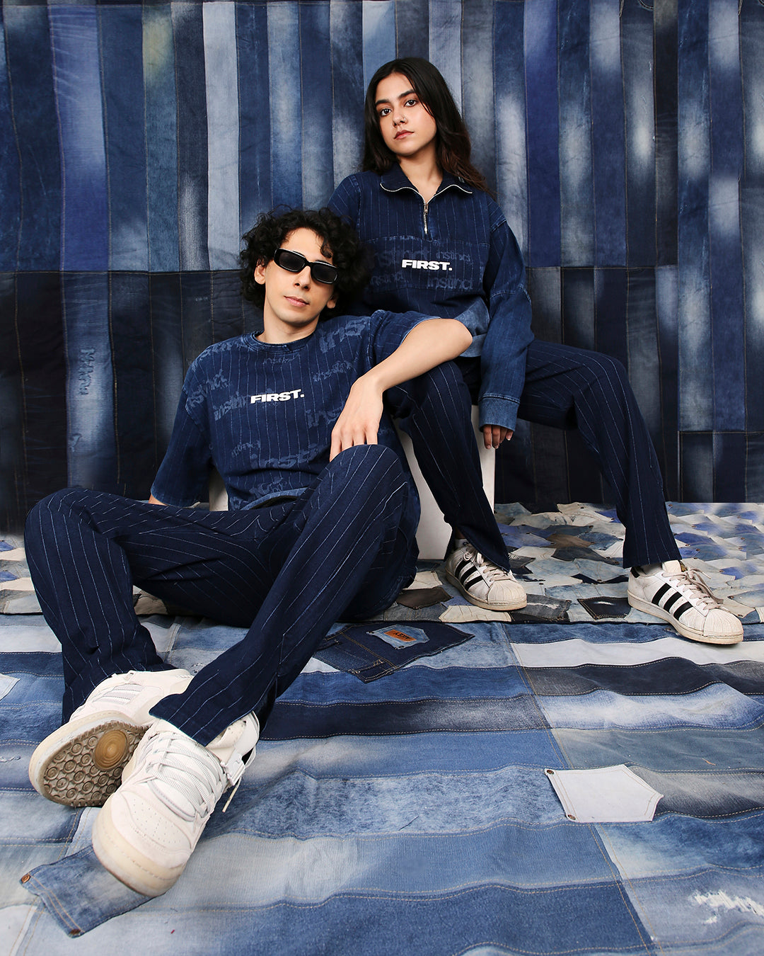 Stripe Denim Pants - (Blue)