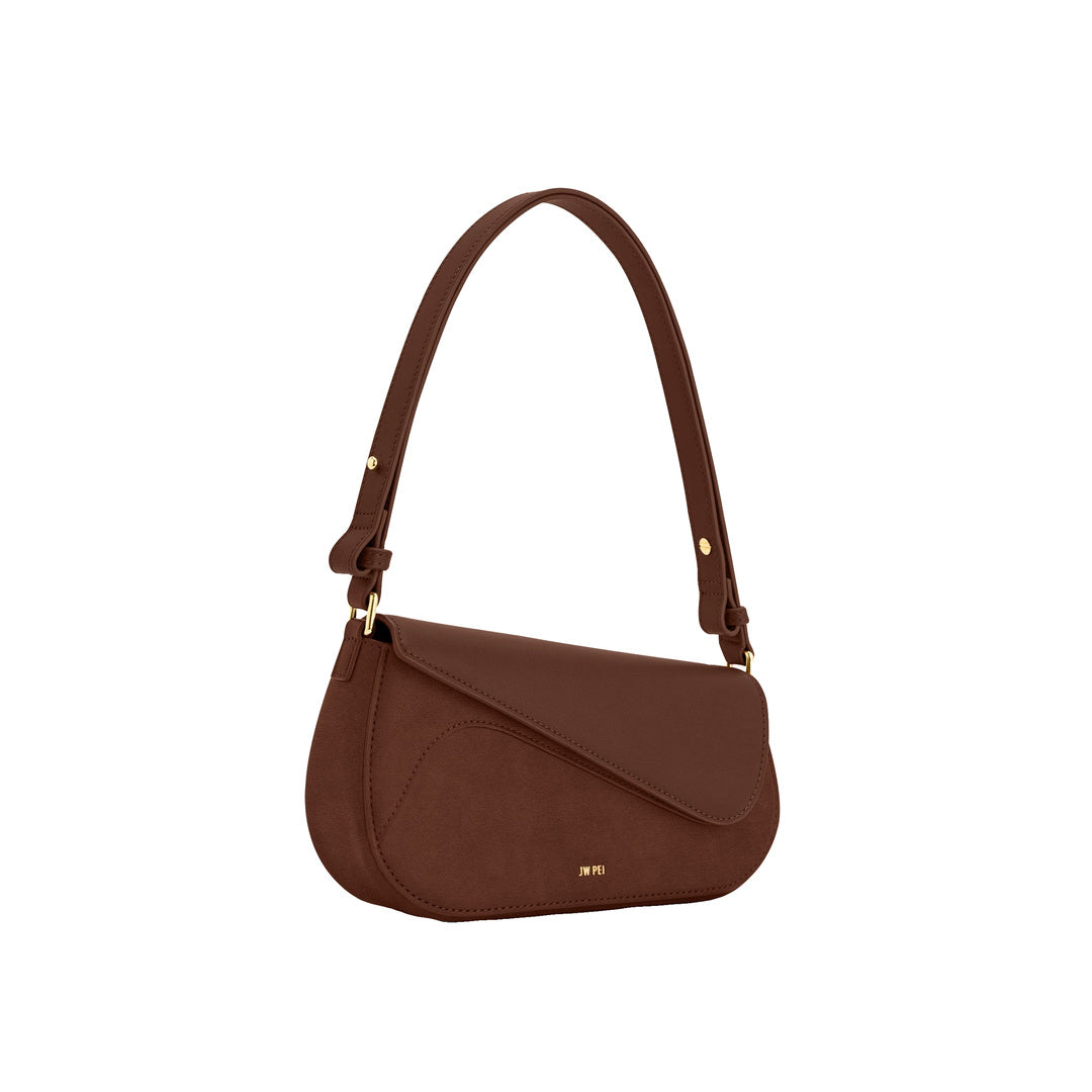 JW PEI Addisyn Faux Suede Panel Shoulder Bag - Mocha Brown