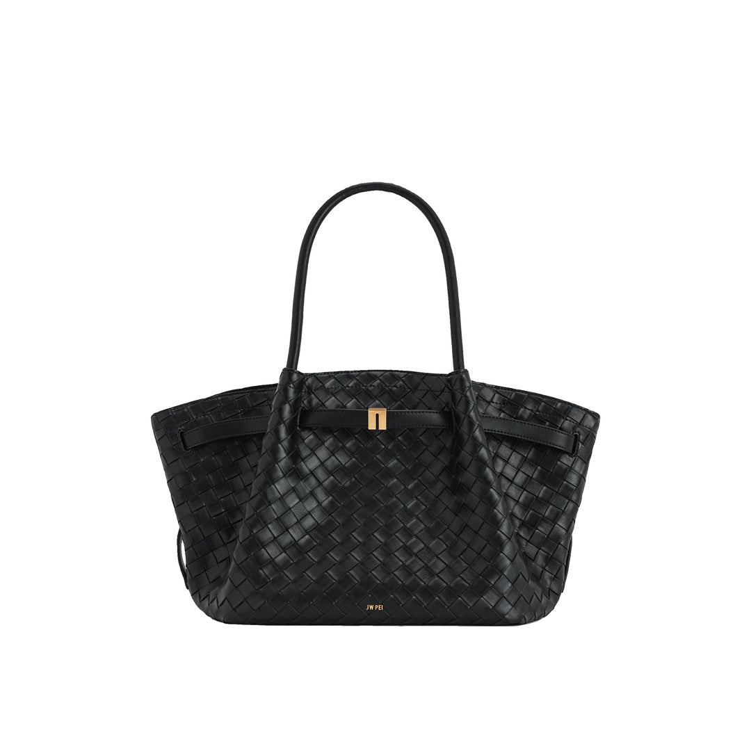 JW PEI Hana Medium Weave Texture Tote Bag - Black