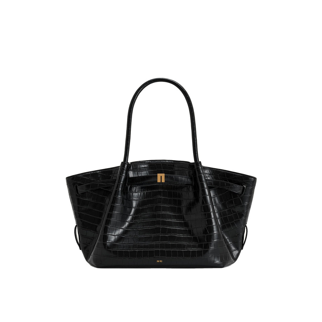 JW PEI Hana Medium Tote Bag - Black Croc