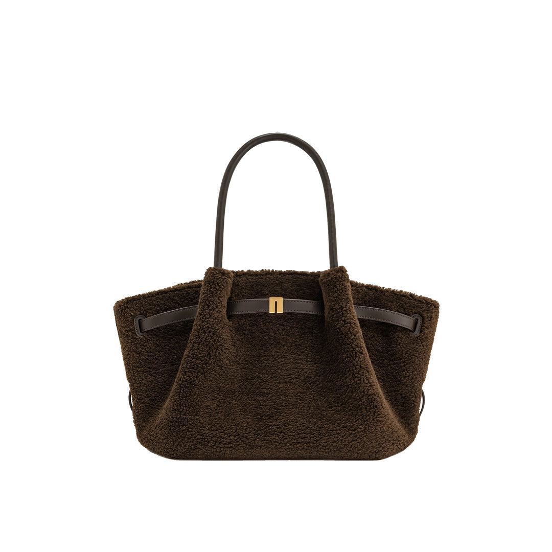 JW PEI Hana Medium Faux Fur Tote Bag - Mocha Brown