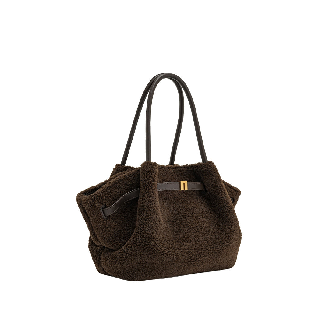 JW PEI Hana Medium Faux Fur Tote Bag - Mocha Brown