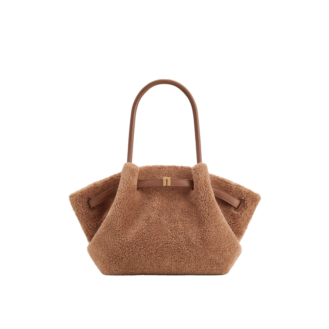 JW PEI Hana Medium Faux Fur Tote Bag - Coffee Brown