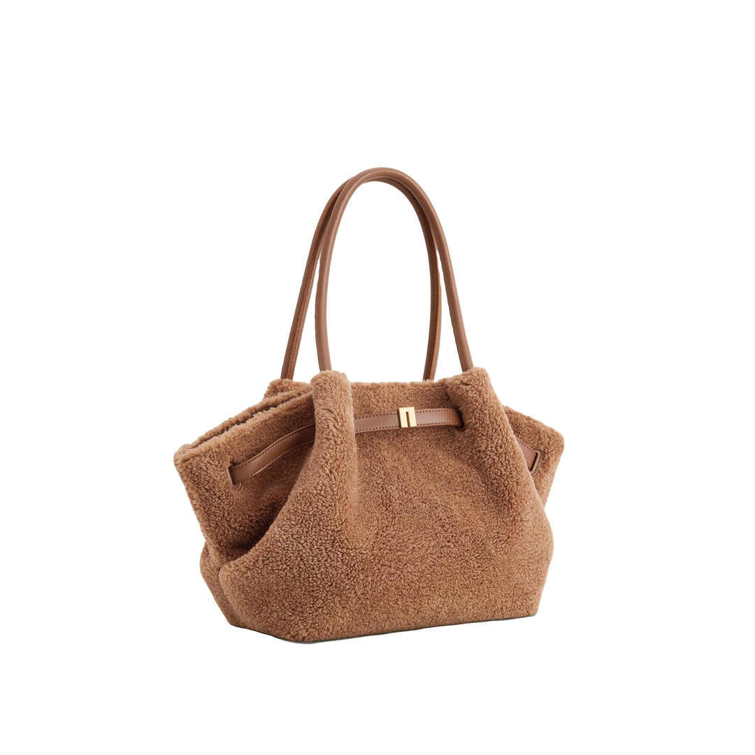 JW PEI Hana Medium Faux Fur Tote Bag - Coffee Brown