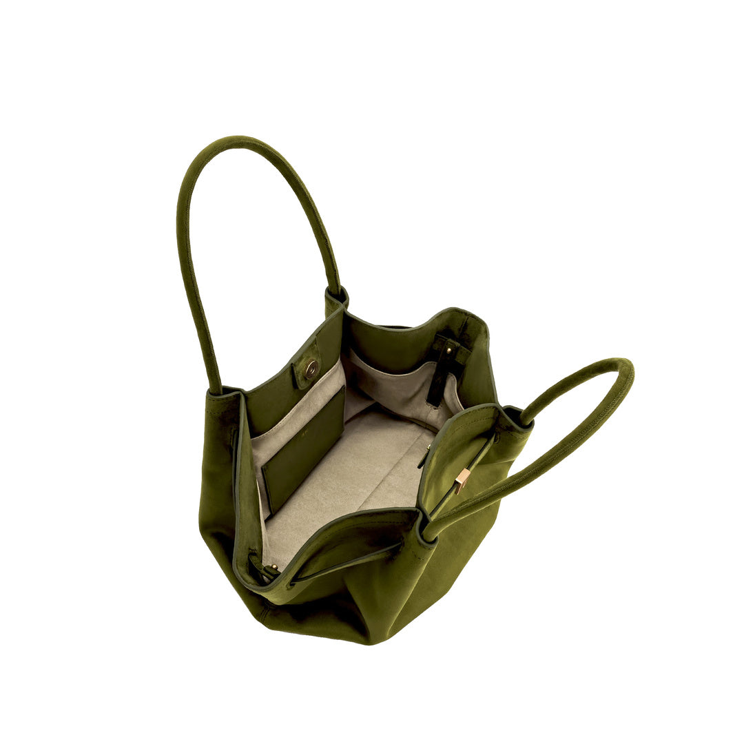 JW PEI Hana Medium Faux Suede Tote Bag - Dark Olive