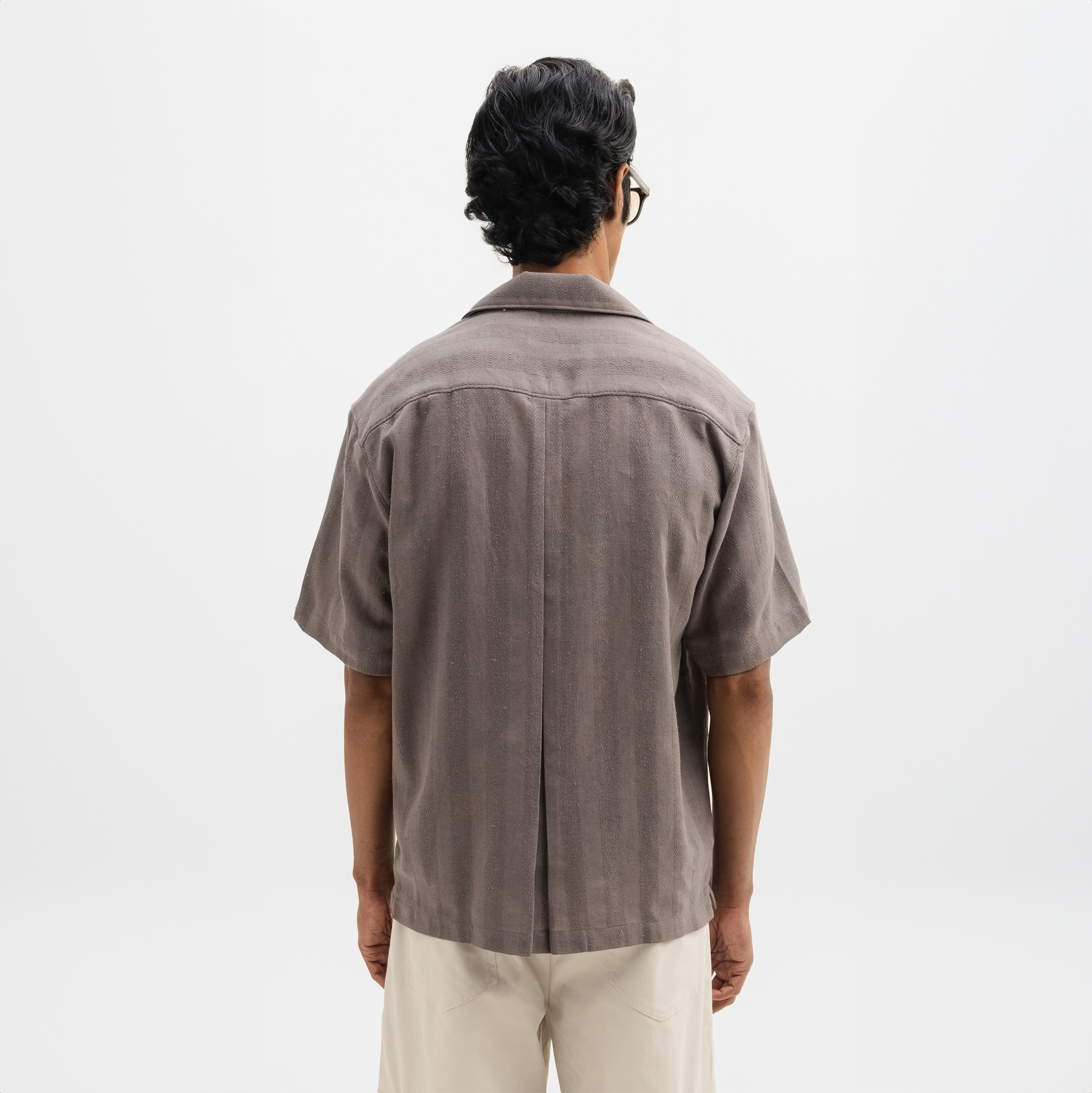 JACQUARD STRIPED SHIRT- DOVE GREY