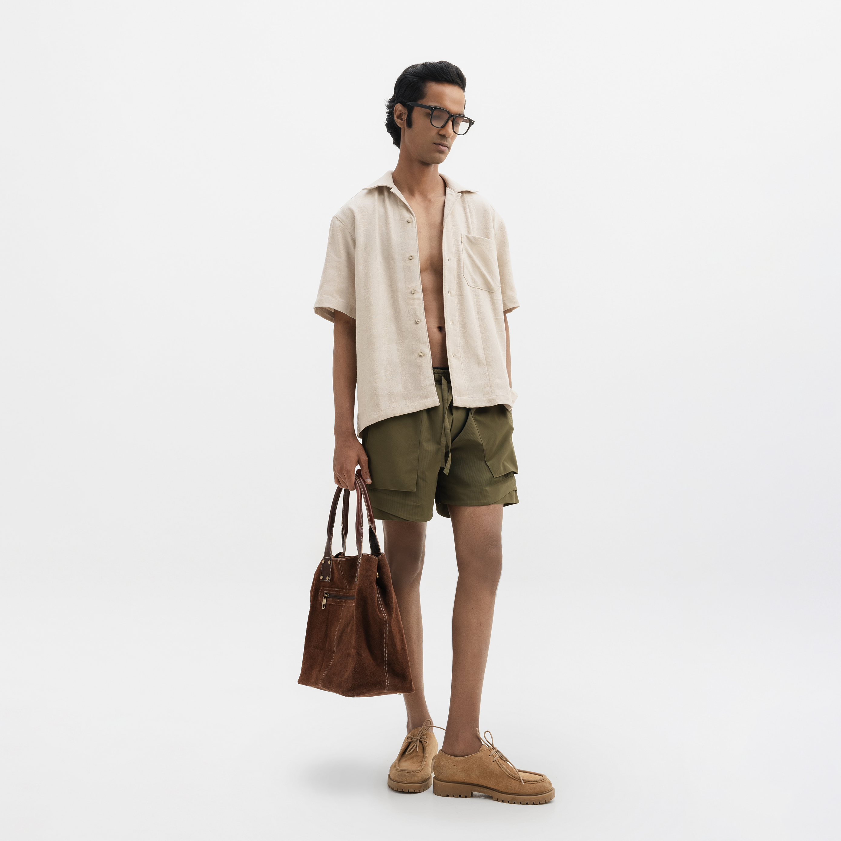 JACQUARD STRIPED SHIRT- PARCHMENT