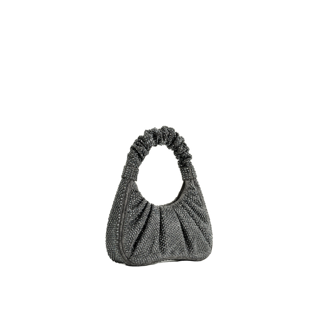 JW PEI Gabbi Artificial Crystal Medium Ruched Hobo Handbag - Anthracite