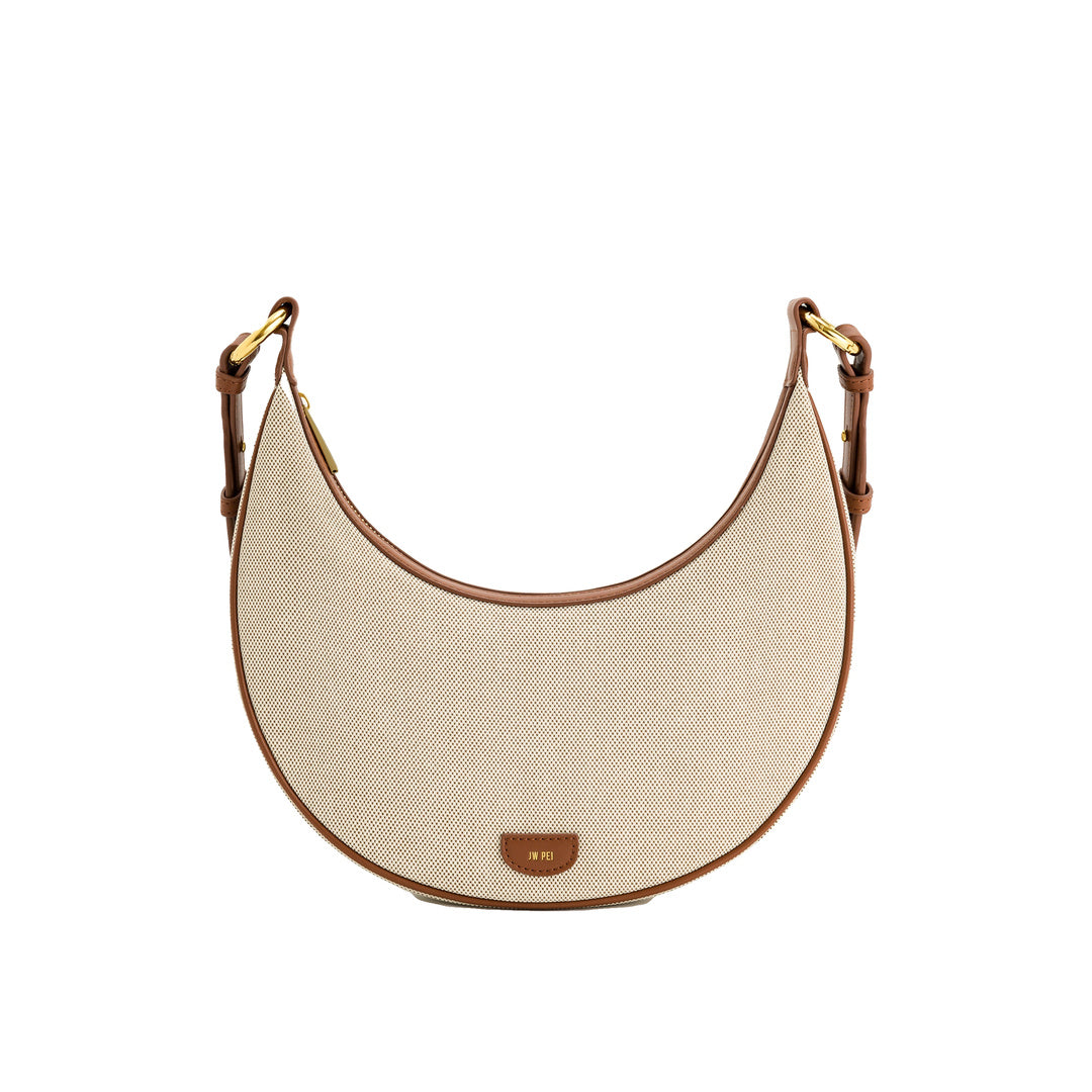 JW PEI Carly Canvas Saddle Bag - Beige