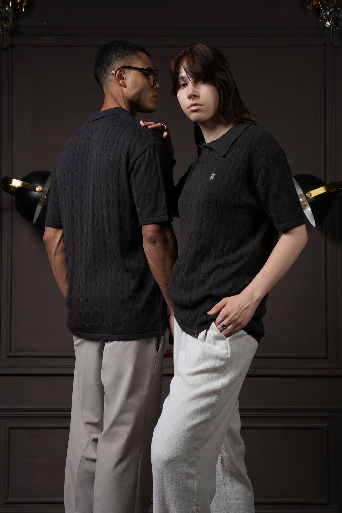 Pristine Cable Knit Polo - Shadow
