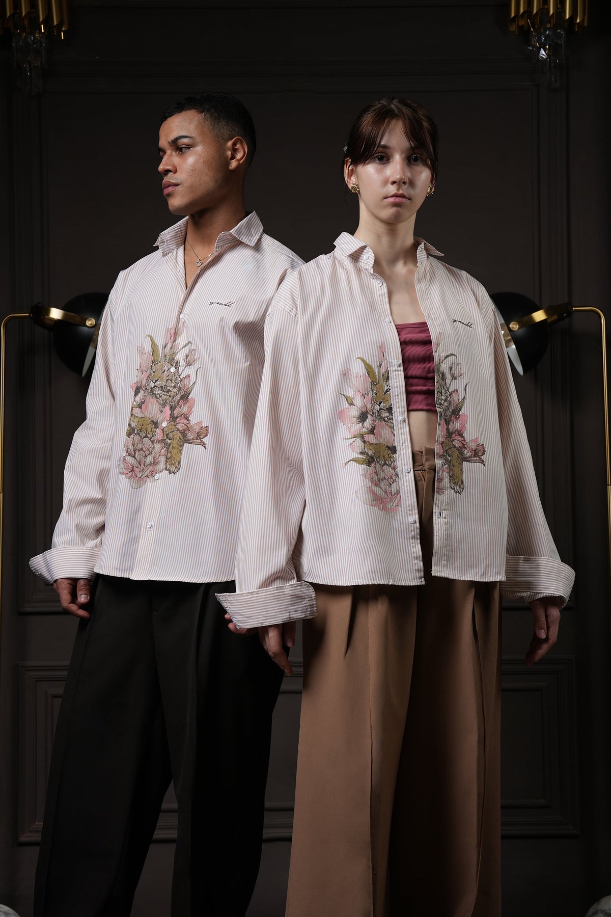 Rebel - Beige Pinstripe Shirt