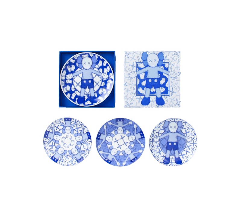 KAWS Holiday Limited Ceramic Plate (Set of 4) Blue/White