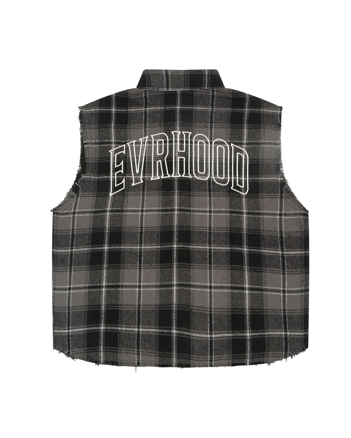 Shredded Checks - Smoke - Evrhood shredded sleeveless check shirt