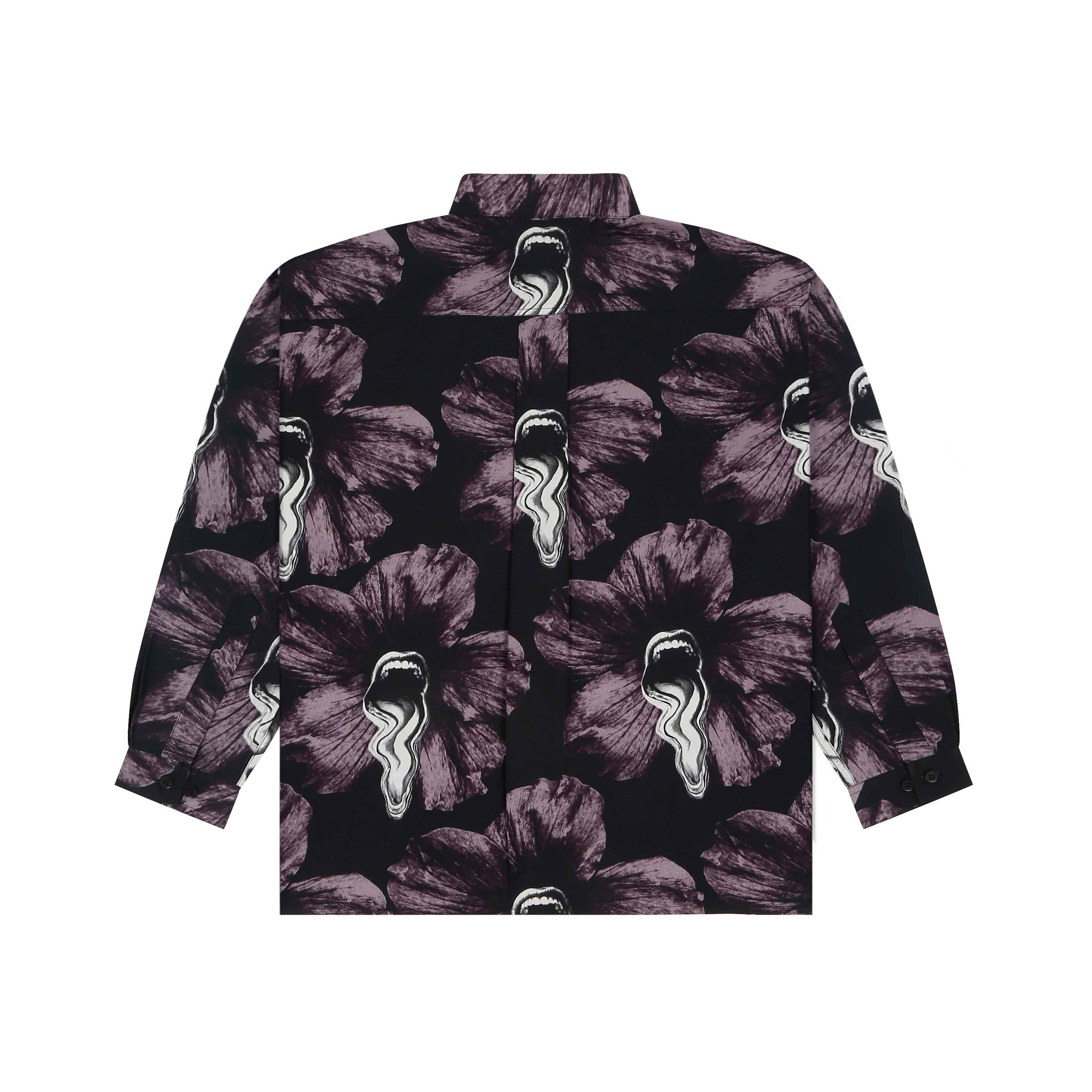 Tongue-printed oversized cotton shirt