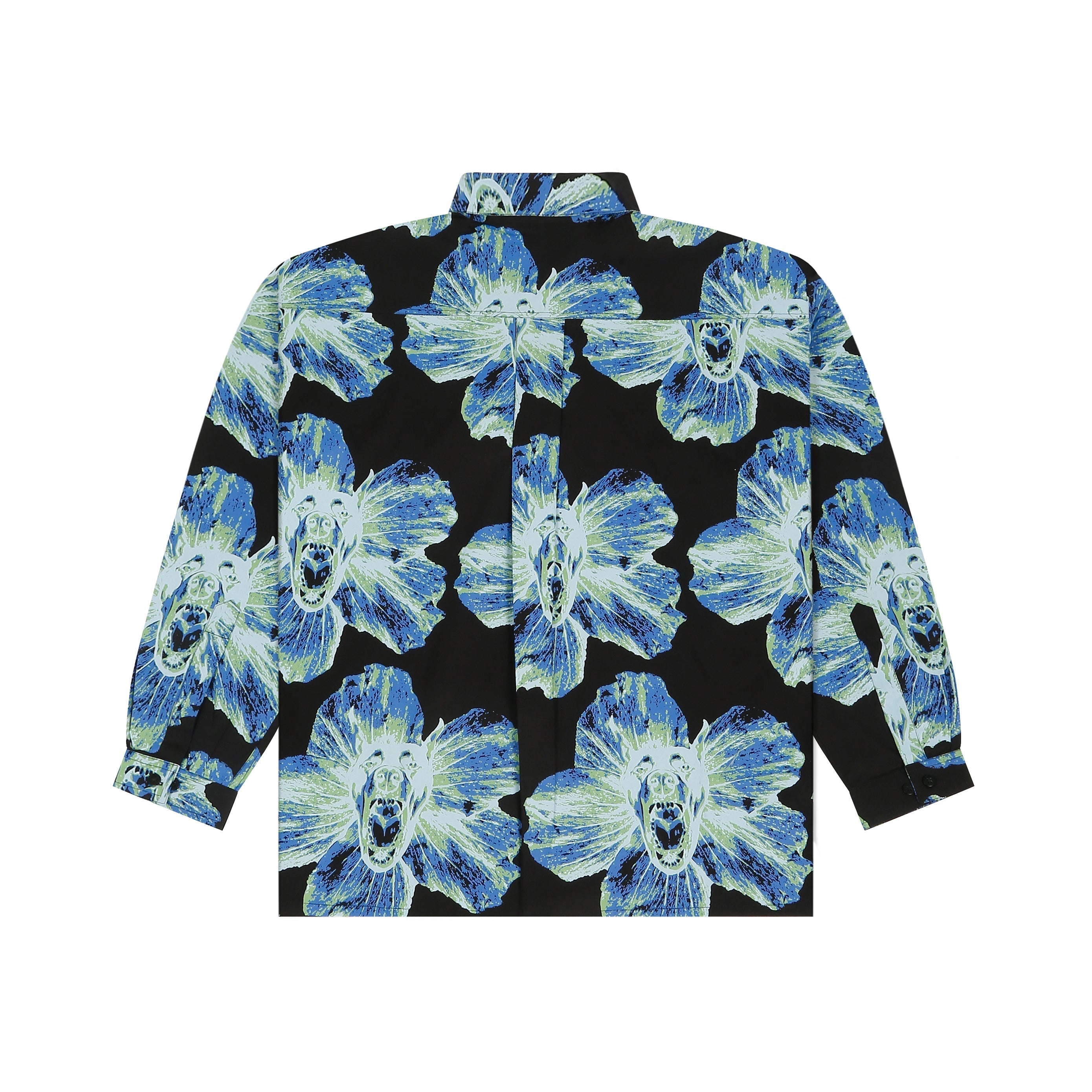 Canine printed oversized cotton shirt - Black