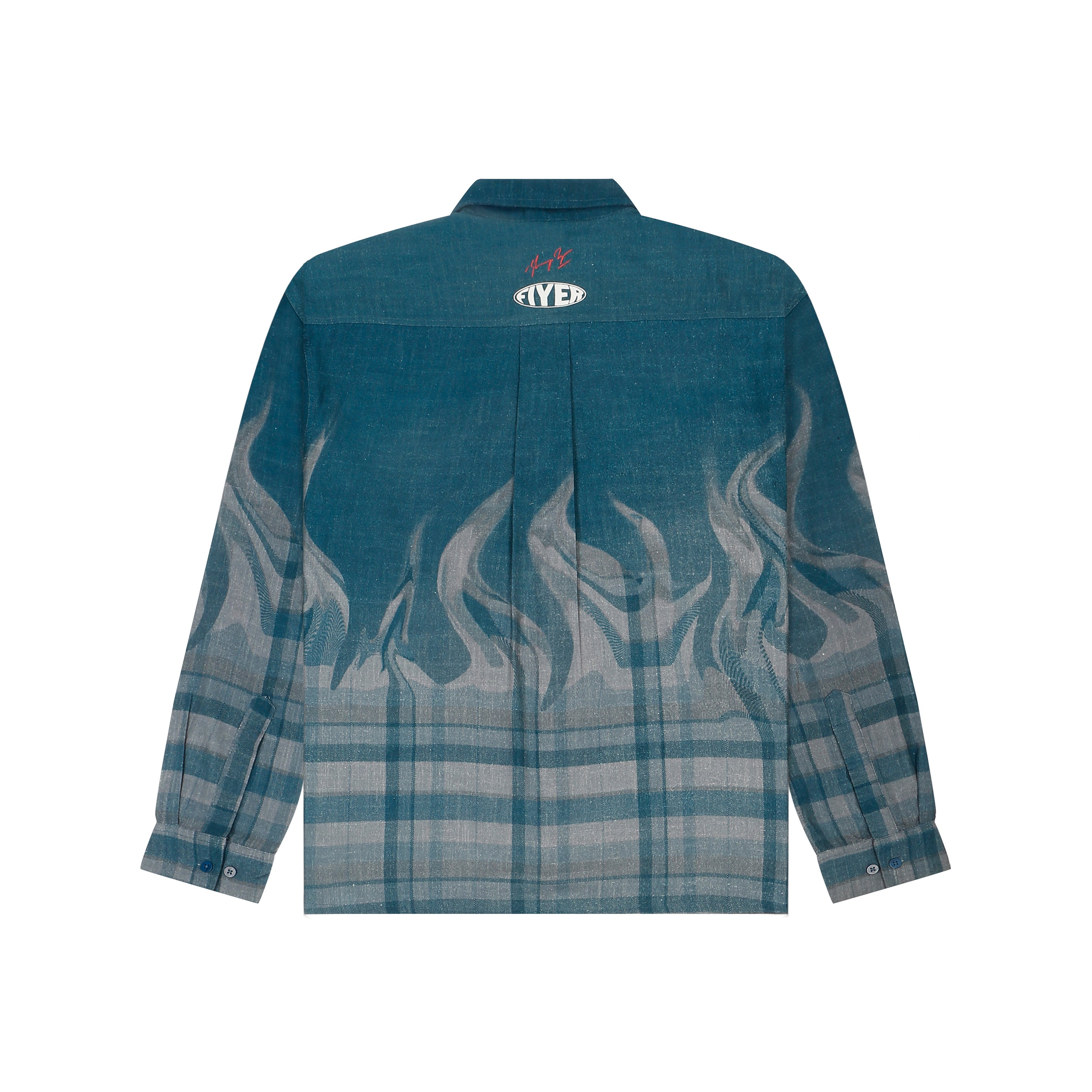 Shreyas Iyer x HUEMN 'SI' monogram Shirt in checkered flame pattern (Blue)